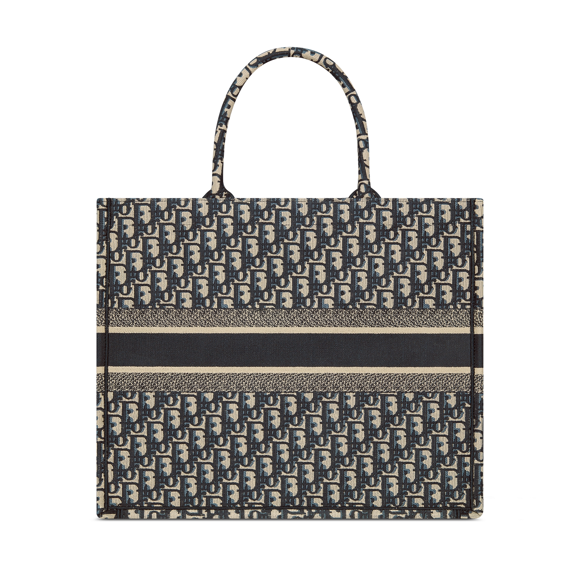 大号 Book Tote 手袋 米白色和蓝色 Oblique 印花面料（42 x 35 x 18.5 厘米） E08