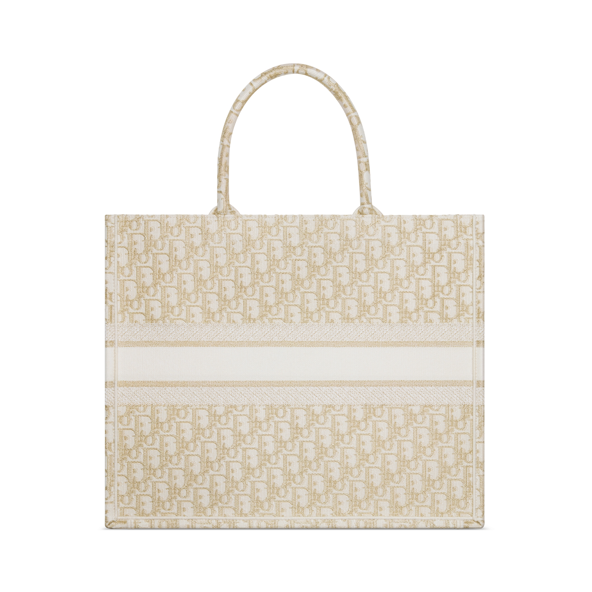 大号 Book Tote 手袋 白色和金色调 Oblique 印花刺绣（42 x 35 x 18.5 厘米） E08
