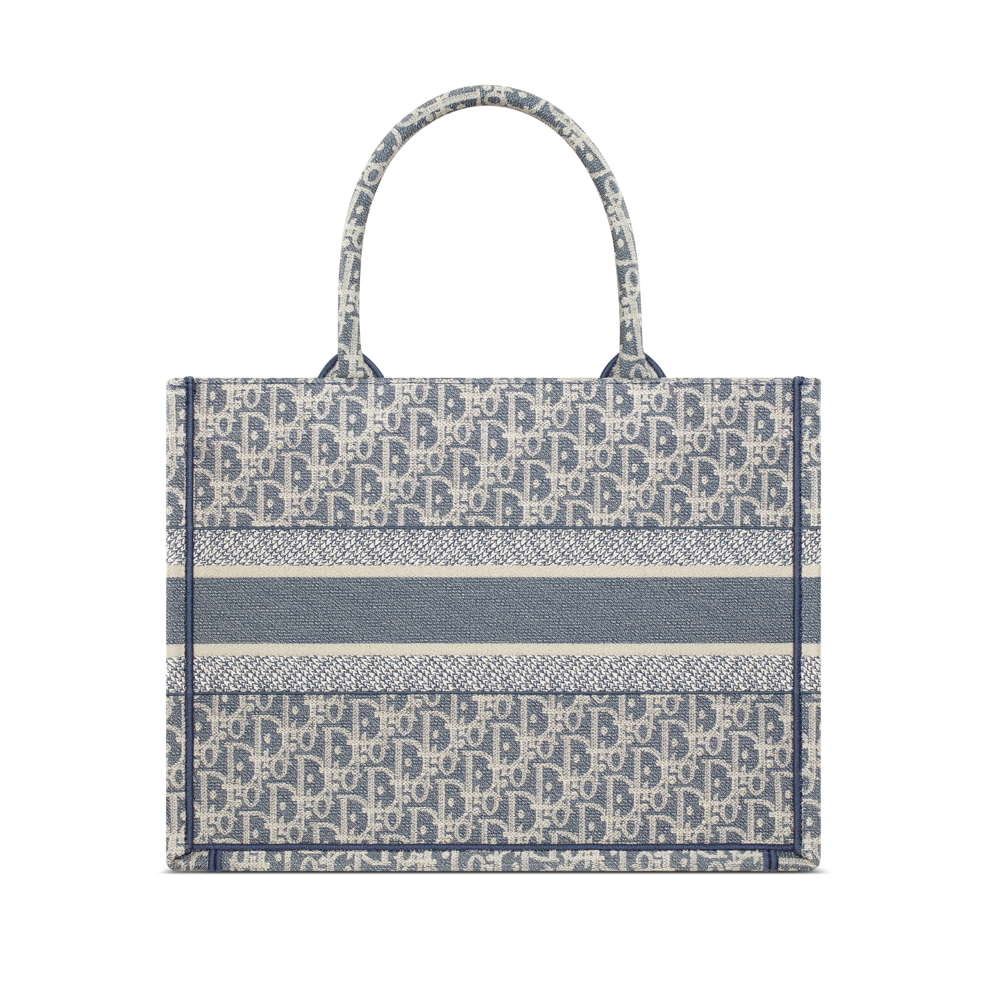 中号 Book Tote 手袋 蓝色格纹布效果 Oblique 印花刺绣（36 x 27.5 x 16.5 厘米） E08