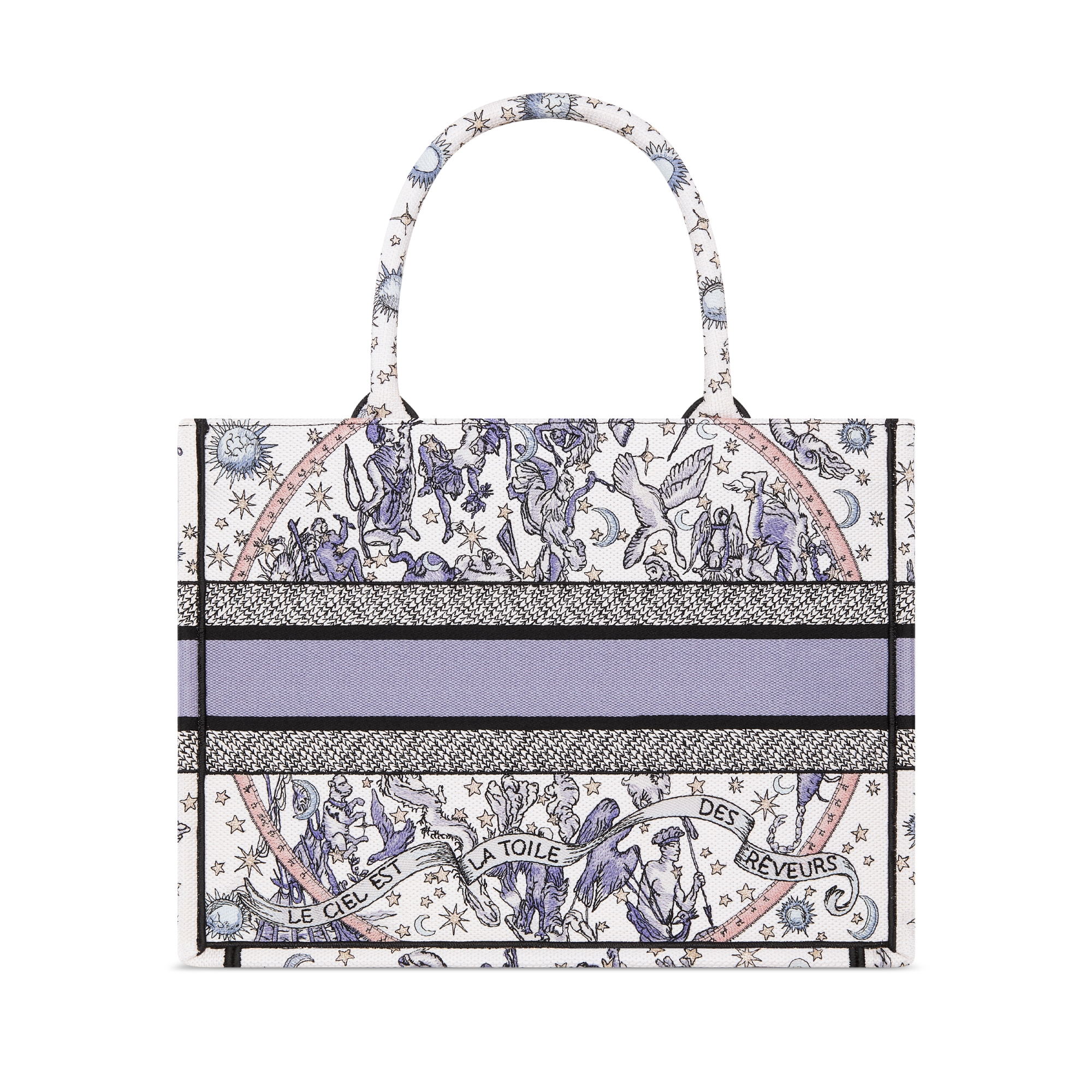 中号Dior Lucky Book Tote 手袋白色和蓝色Dior Night of Dreams 图案