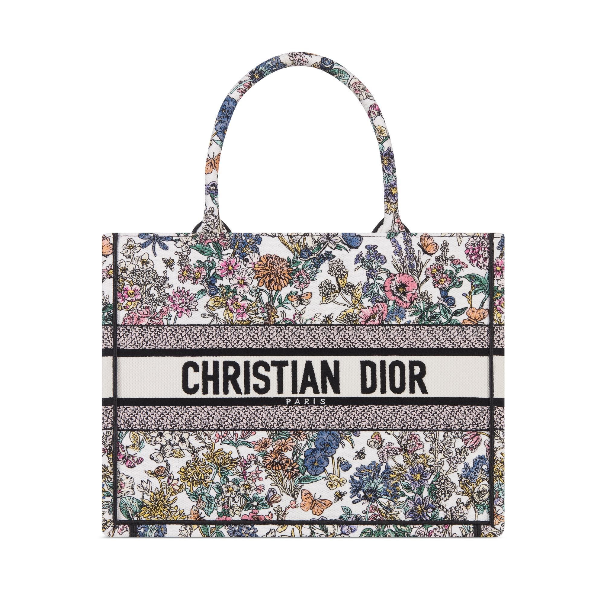 中号 Dior Lucky Book Tote 手袋 多色 Dior Flowers Calendar Allover 图案刺绣（36 x 27.5 x 16.5 厘米） E01