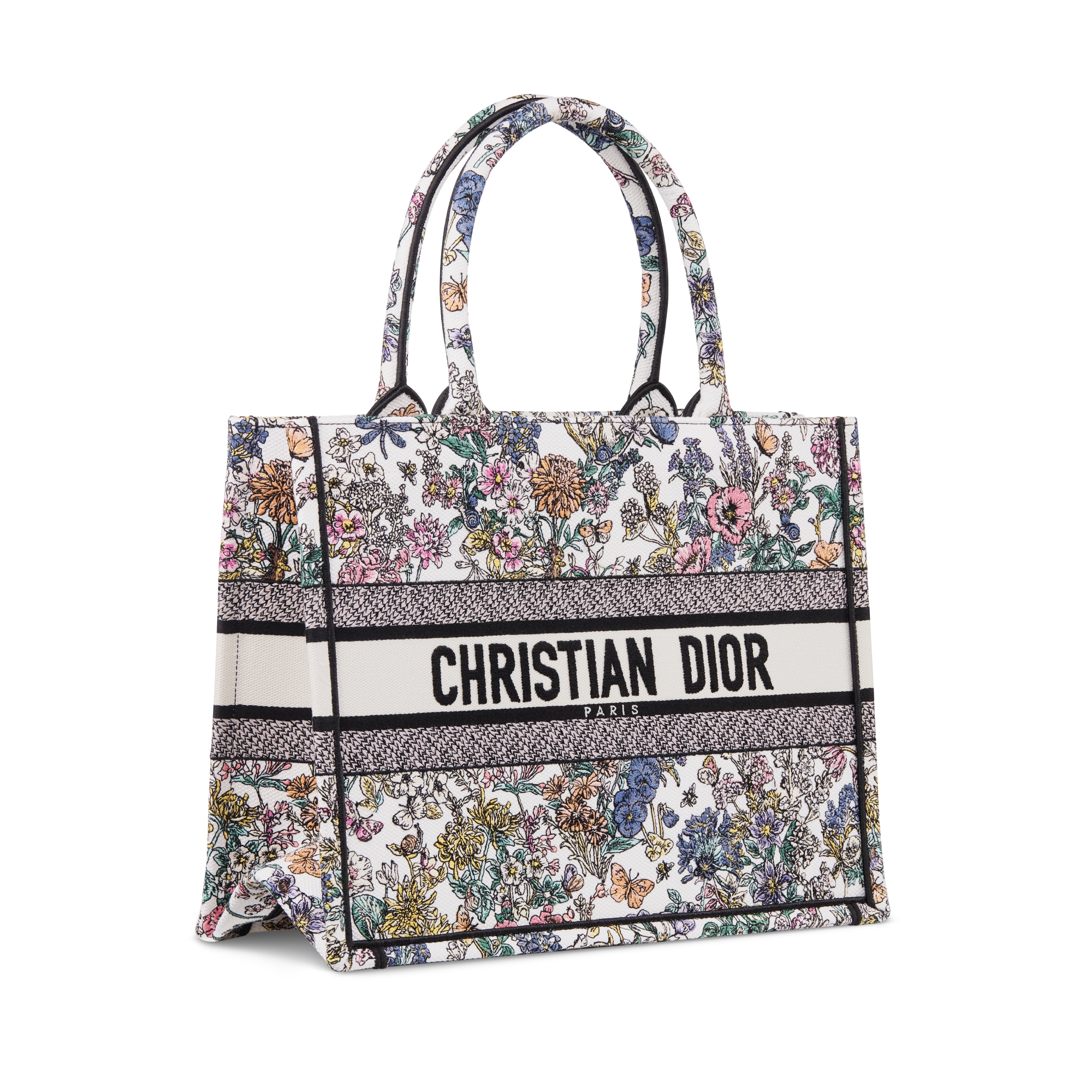 中号 Dior Lucky Book Tote 手袋 多色 Dior Flowers Calendar Allover 图案刺绣（36 x 27.5 x 16.5 厘米） E03