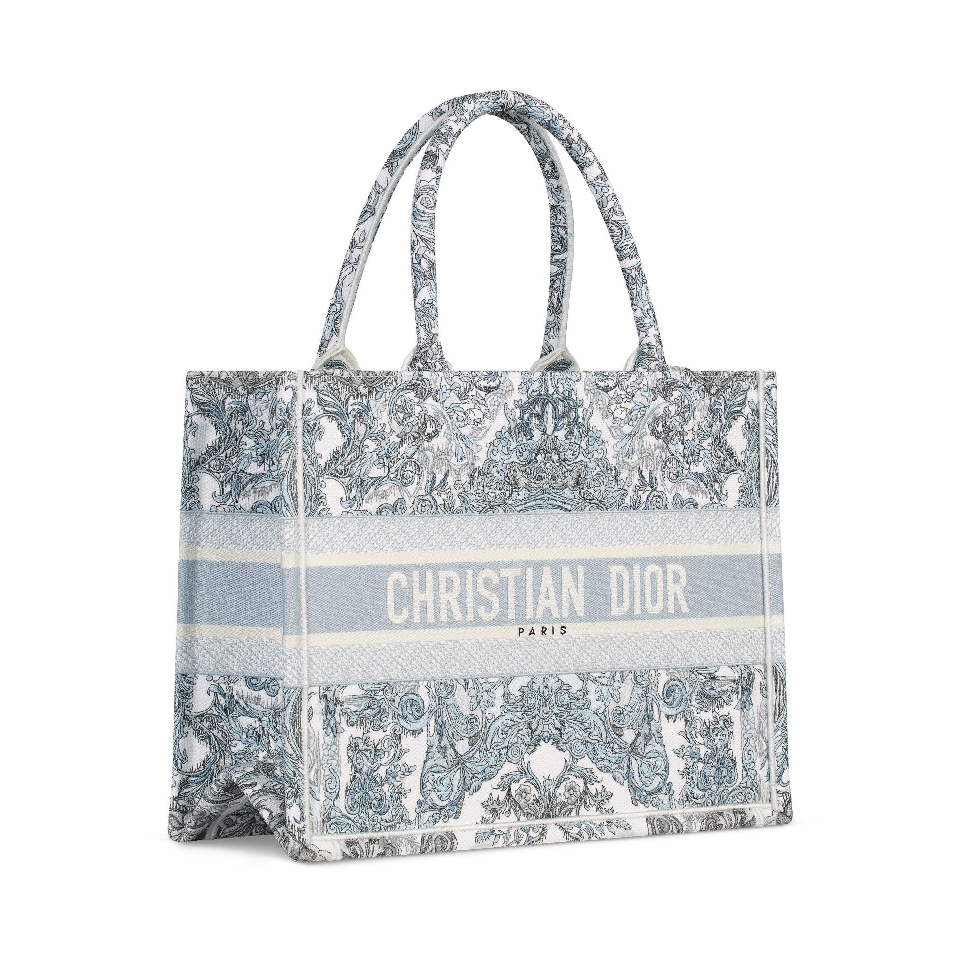 中号 Book Tote 手袋 蓝色 Dior Stella Baroque 图案刺绣（36 x 27.5 x 16.5 厘米） E03