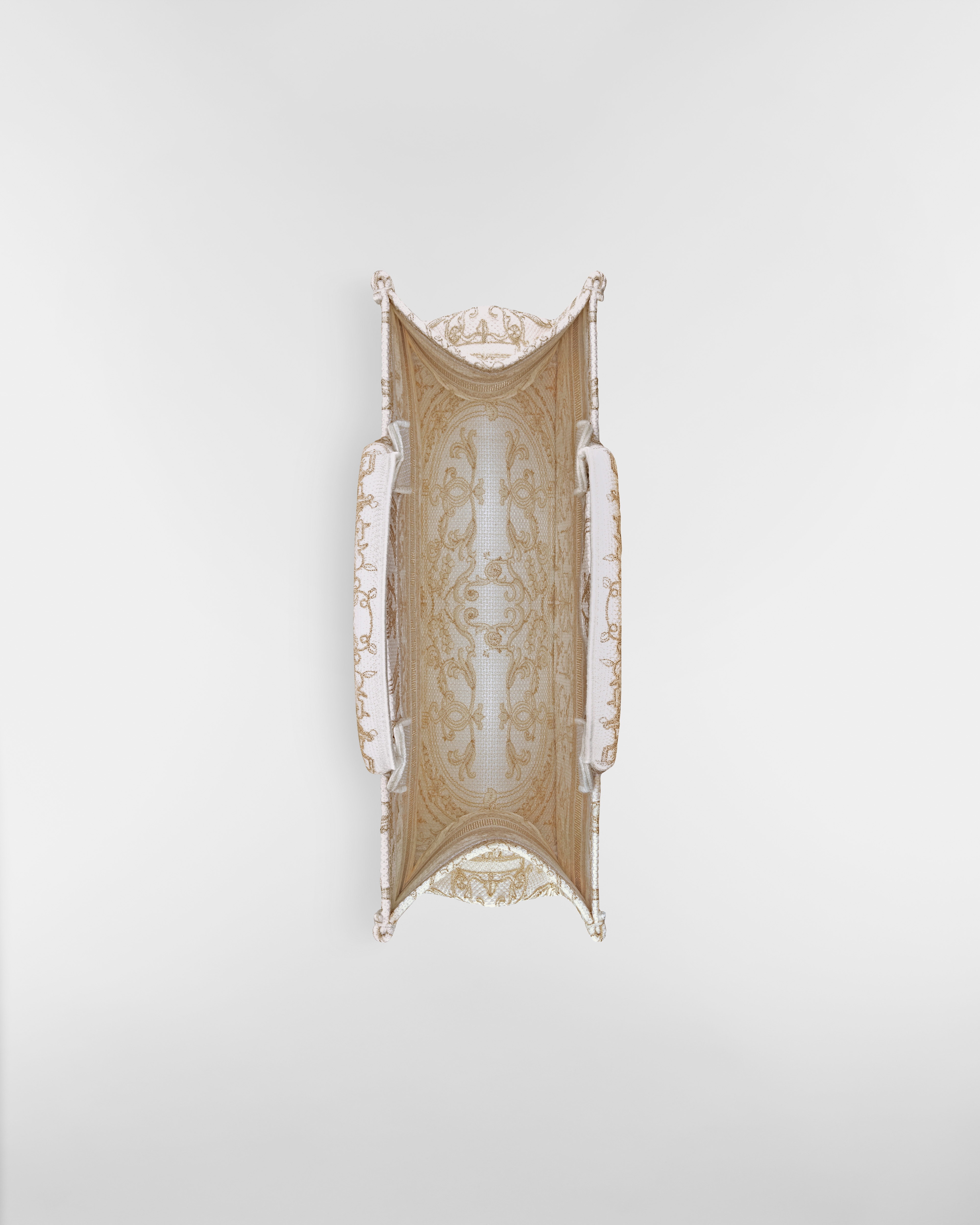 中号 Book Tote 手袋 奶白色和金色调 Dioresque Stella 线迹图案刺绣（36 x 27.5 x 16.5 厘米） E06