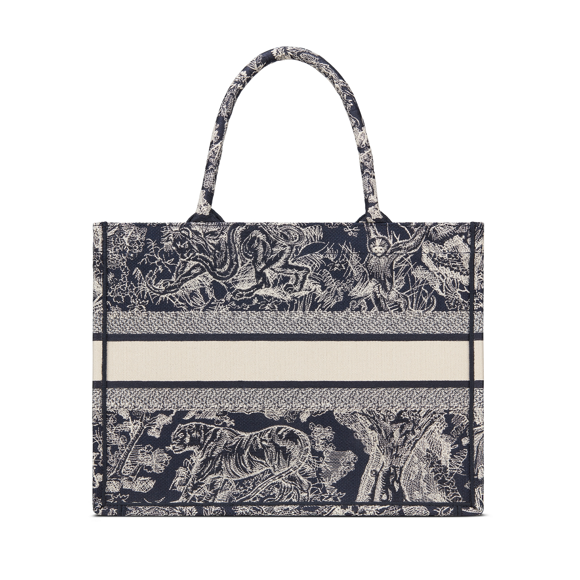 中号 Book Tote 手袋 蓝色和米白色 Reverse 茹伊印花刺绣面料（36 x 27.5 x 16.5 厘米） E08