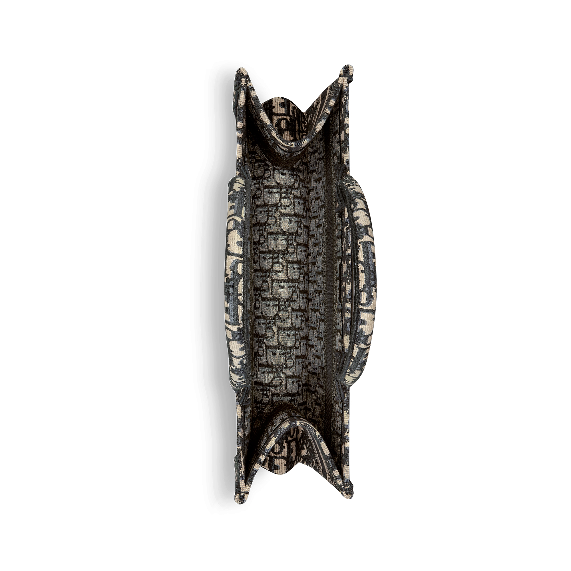 中号 Book Tote 手袋 米白色和蓝色 Oblique 印花面料（36 x 27.5 x 16.5 厘米） E06