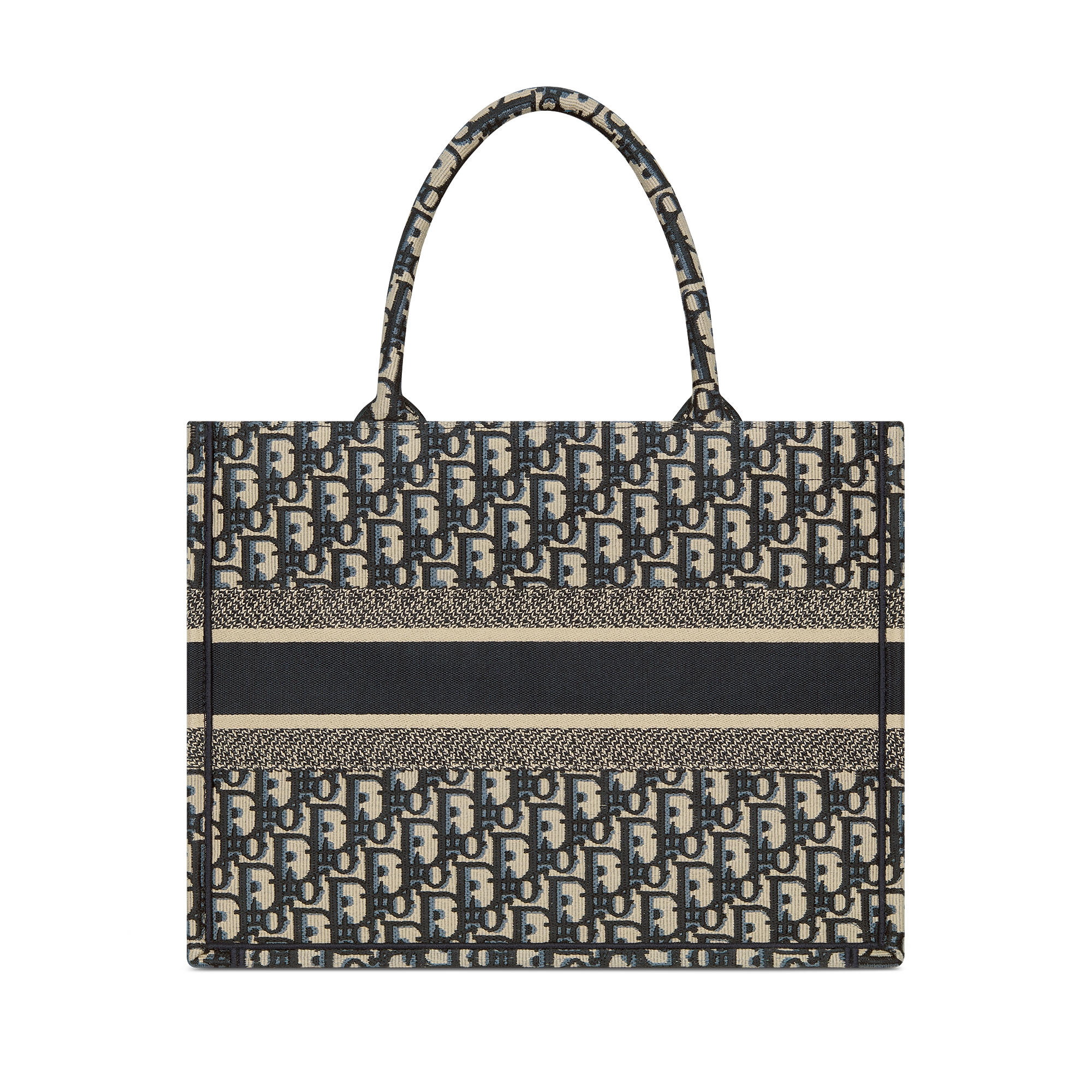 中号 Book Tote 手袋 米白色和蓝色 Oblique 印花面料（36 x 27.5 x 16.5 厘米） E08