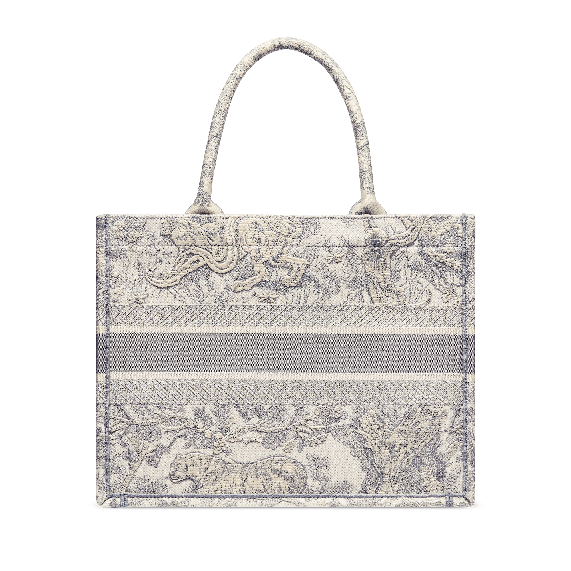 中号 Book Tote 手袋 米白色和灰色茹伊印花刺绣面料（36 x 27.5 x 16.5 厘米） E08