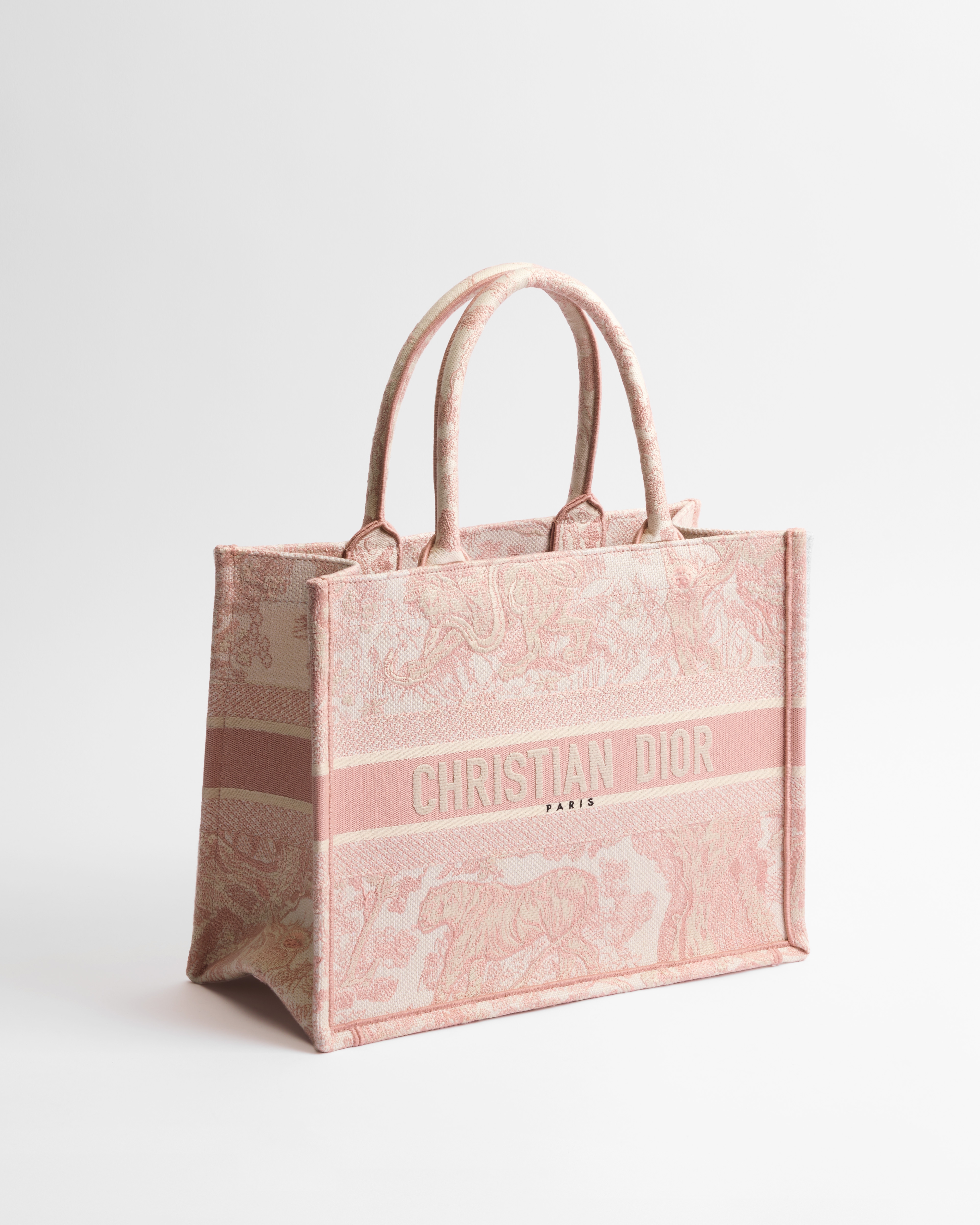 中号 Book Tote 手袋 米白色和粉色茹伊印花刺绣面料（36 x 27.5 x 16.5 厘米） E03