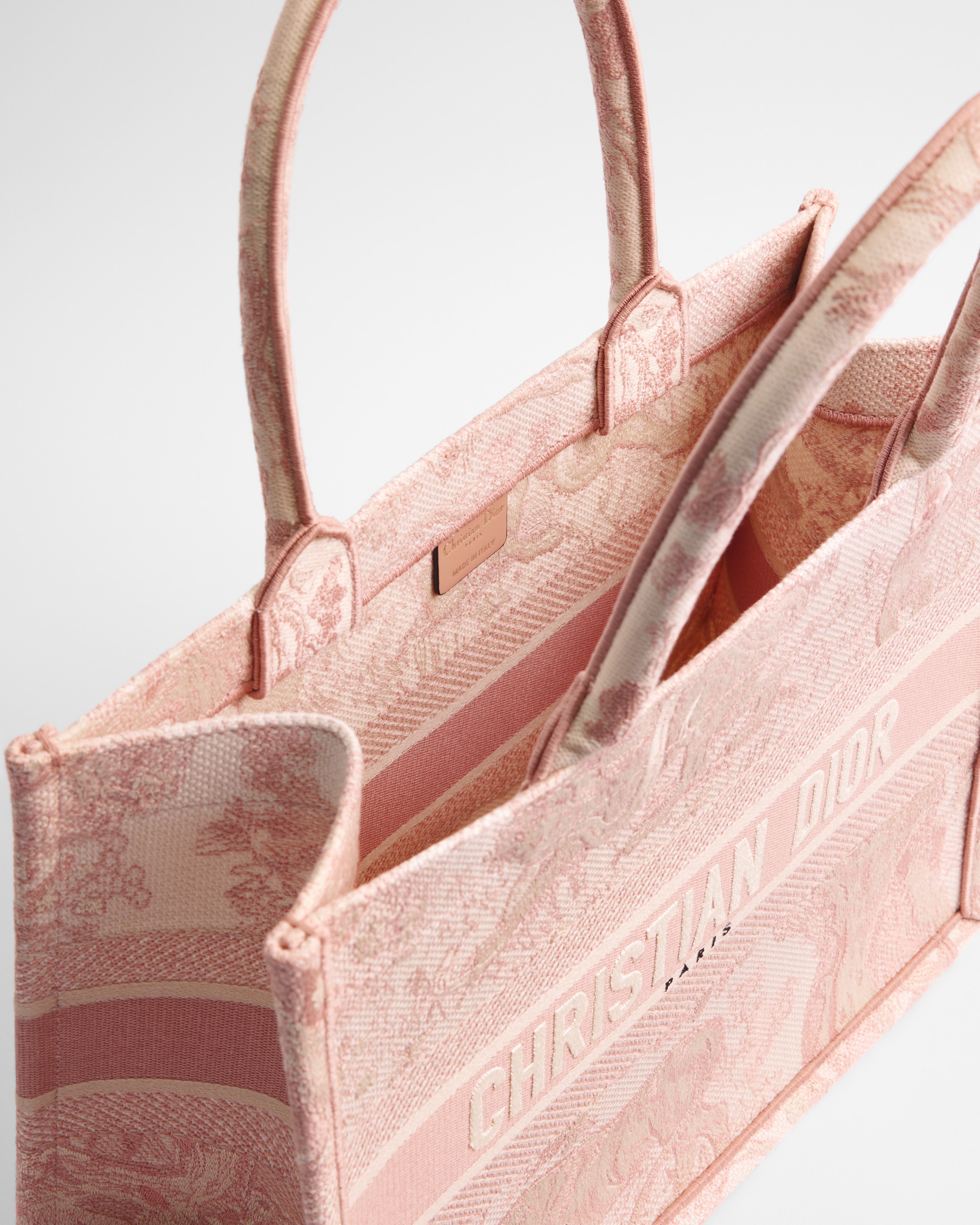 中号 Book Tote 手袋 米白色和粉色茹伊印花刺绣面料（36 x 27.5 x 16.5 厘米） E06