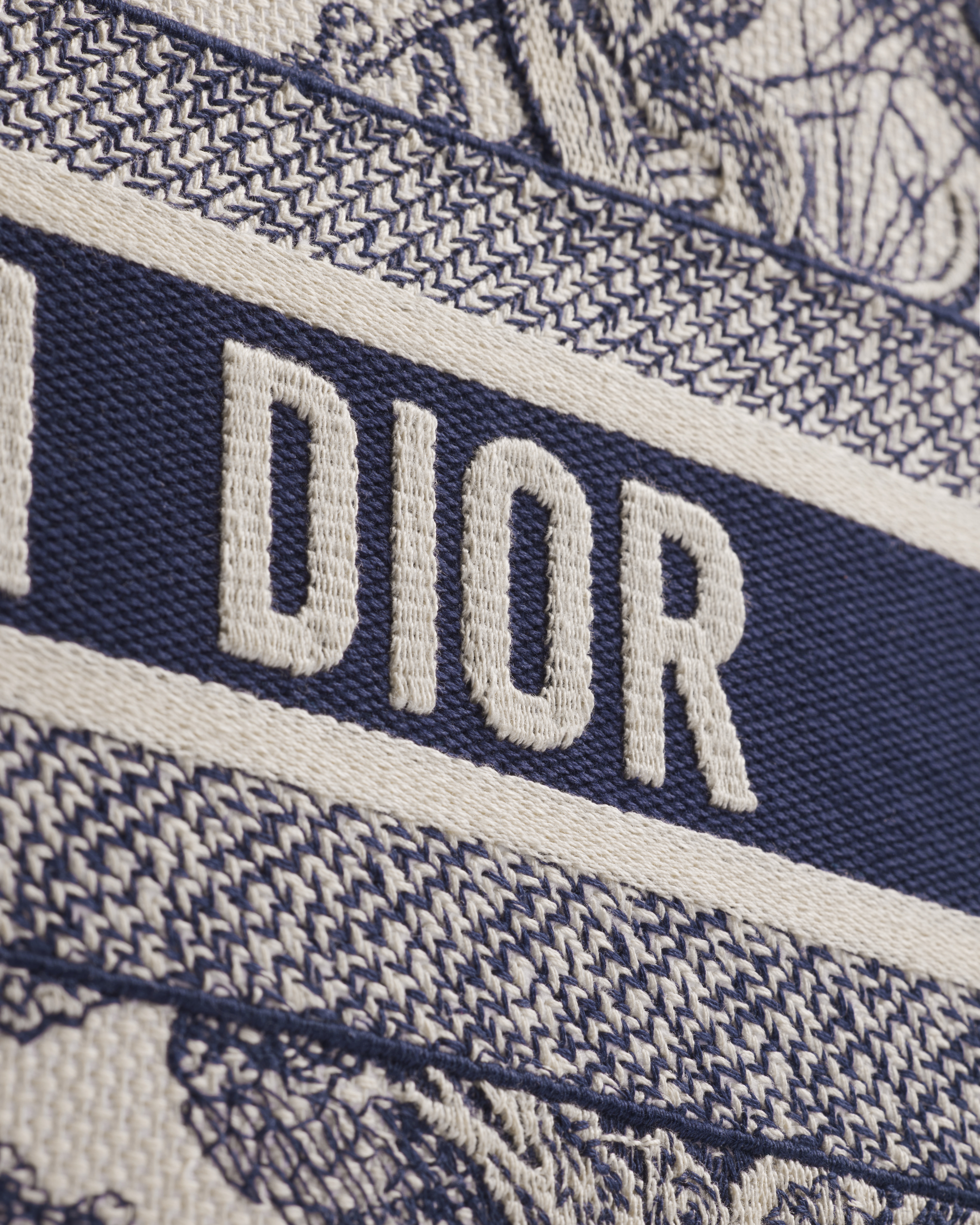 中号 Book Tote 手袋 米白色和蓝色茹伊印花刺绣面料（36 x 27.5 x 16.5 厘米） E09