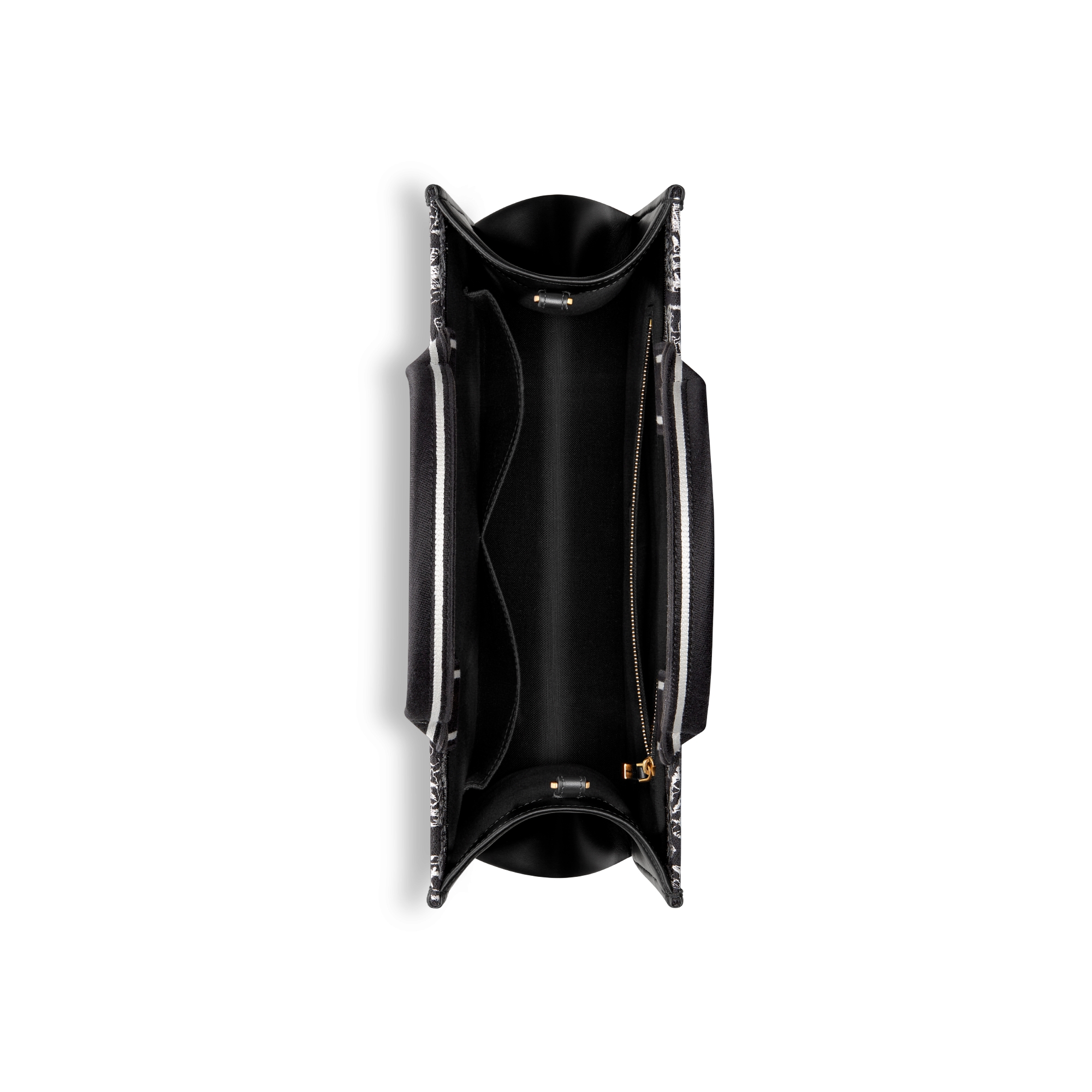 中号 Book Tote 手袋 黑色和白色 Plan de Paris 图案刺绣搭配黑色牛皮革（36.5 x 28 x 16.5 厘米） E06