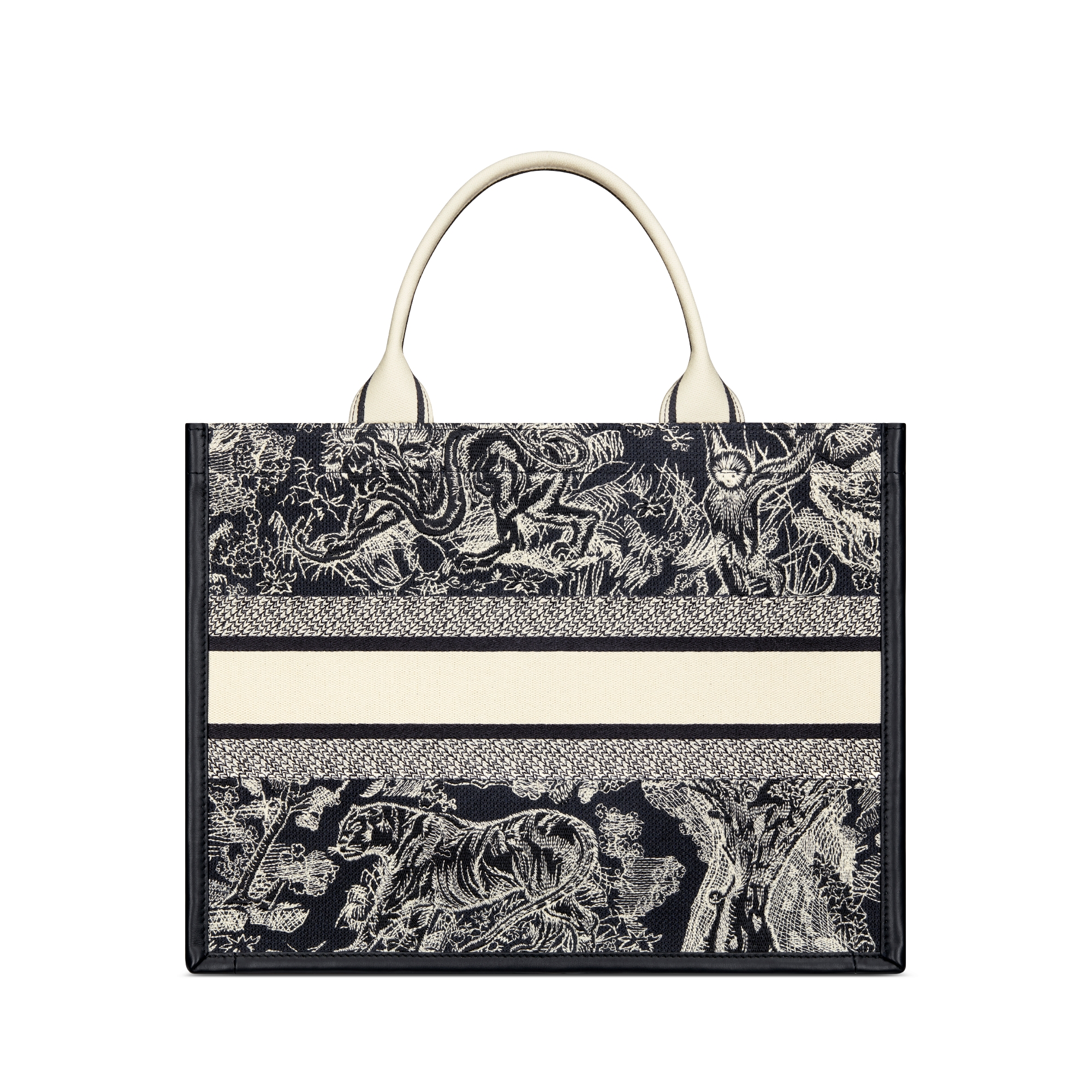 中号 Book Tote 手袋 蓝色和米白色 Reverse 茹伊印花刺绣搭配蓝色牛皮革（36.5 x 28 x 16.5 厘米） E08