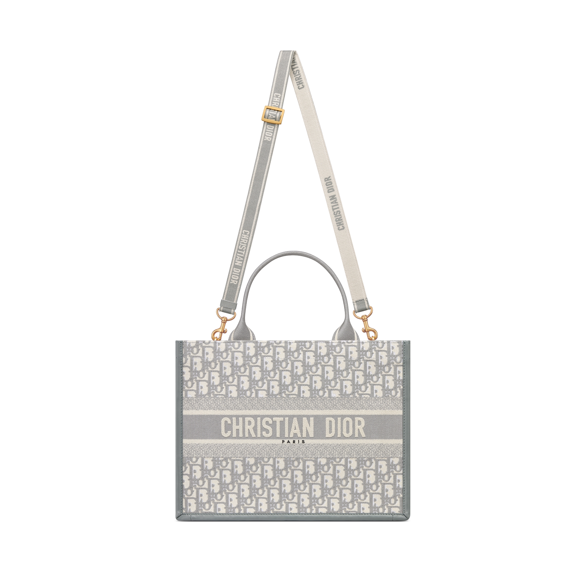 中号 Book Tote 手袋 灰色 Oblique 印花和牛皮革（36.5 x 28 x 16.5 厘米） E07