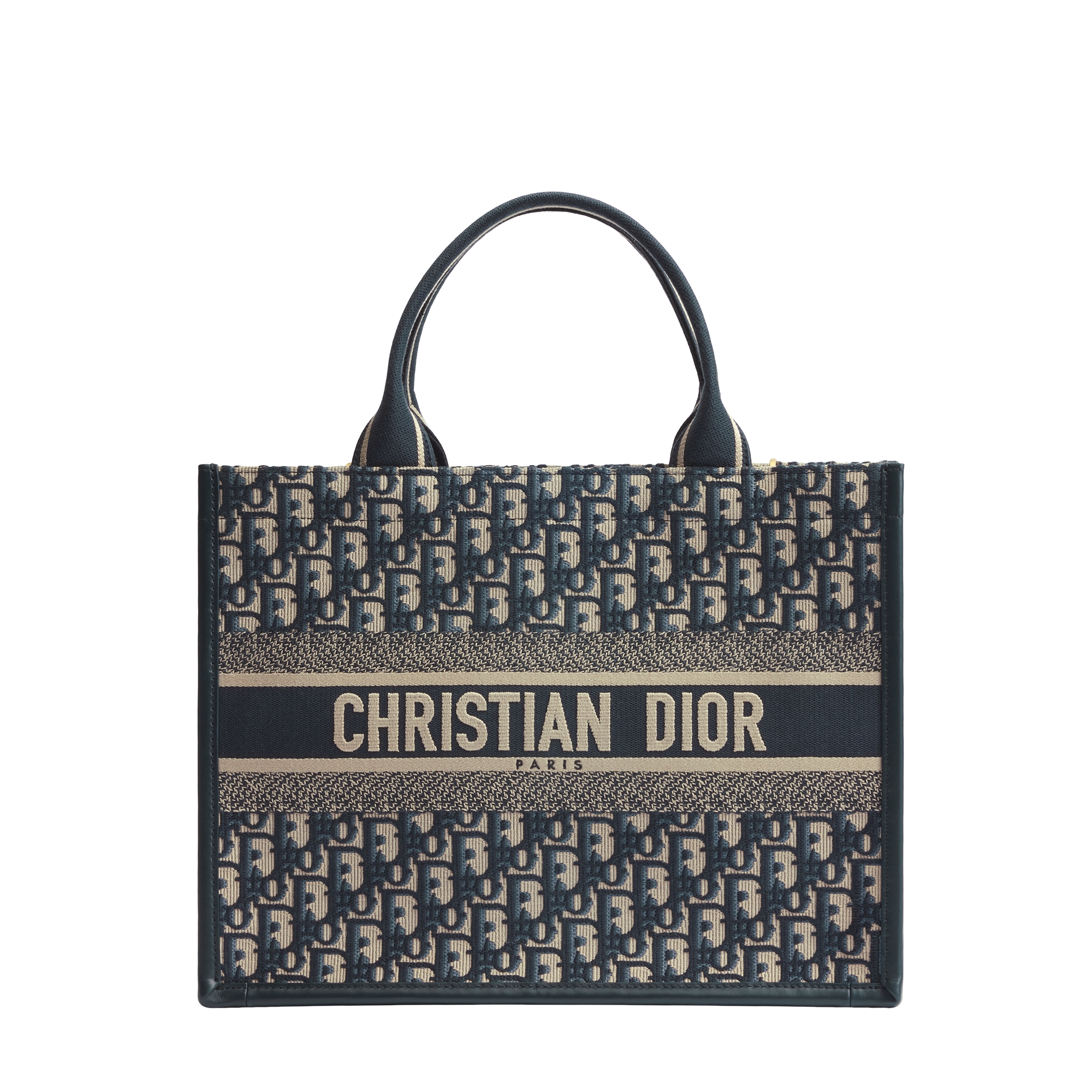 中号Book Tote 手袋蓝色Oblique 印花面料和牛皮革（36.5 x 28 x 16.5