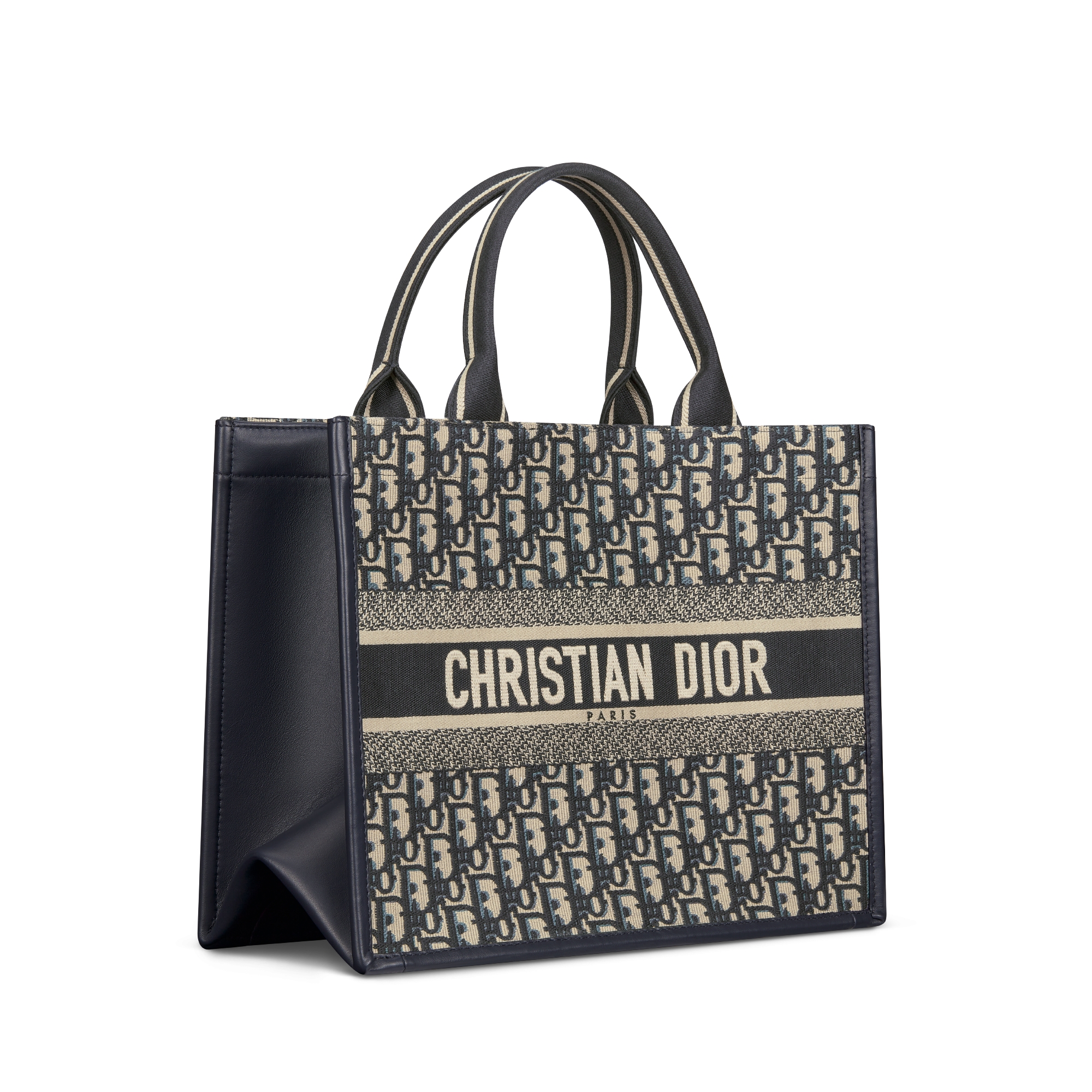 中号 Book Tote 手袋 蓝色 Oblique 印花面料和牛皮革（36.5 x 28 x 16.5 厘米） E03