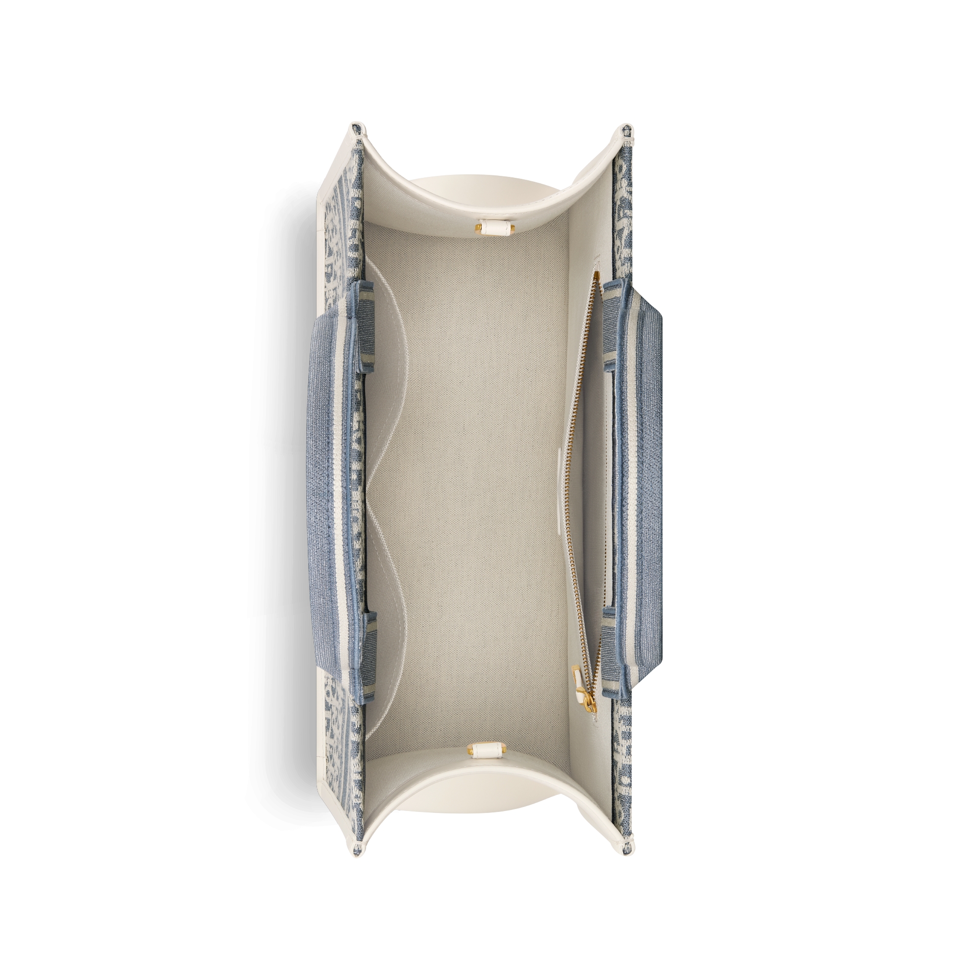 中号 Book Tote 手袋 蓝色格纹布 Oblique 印花和奶白色牛皮革（36.5 x 28 x 16.5 厘米） E06