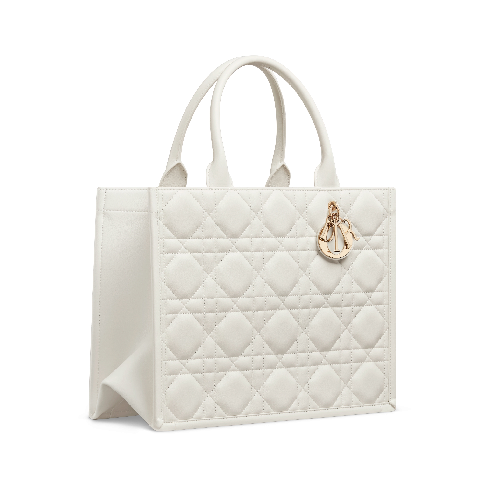 中号 Book Tote 手袋 奶白色牛皮革超大藤格纹（36.5 x 28 x 16.5 厘米） E03