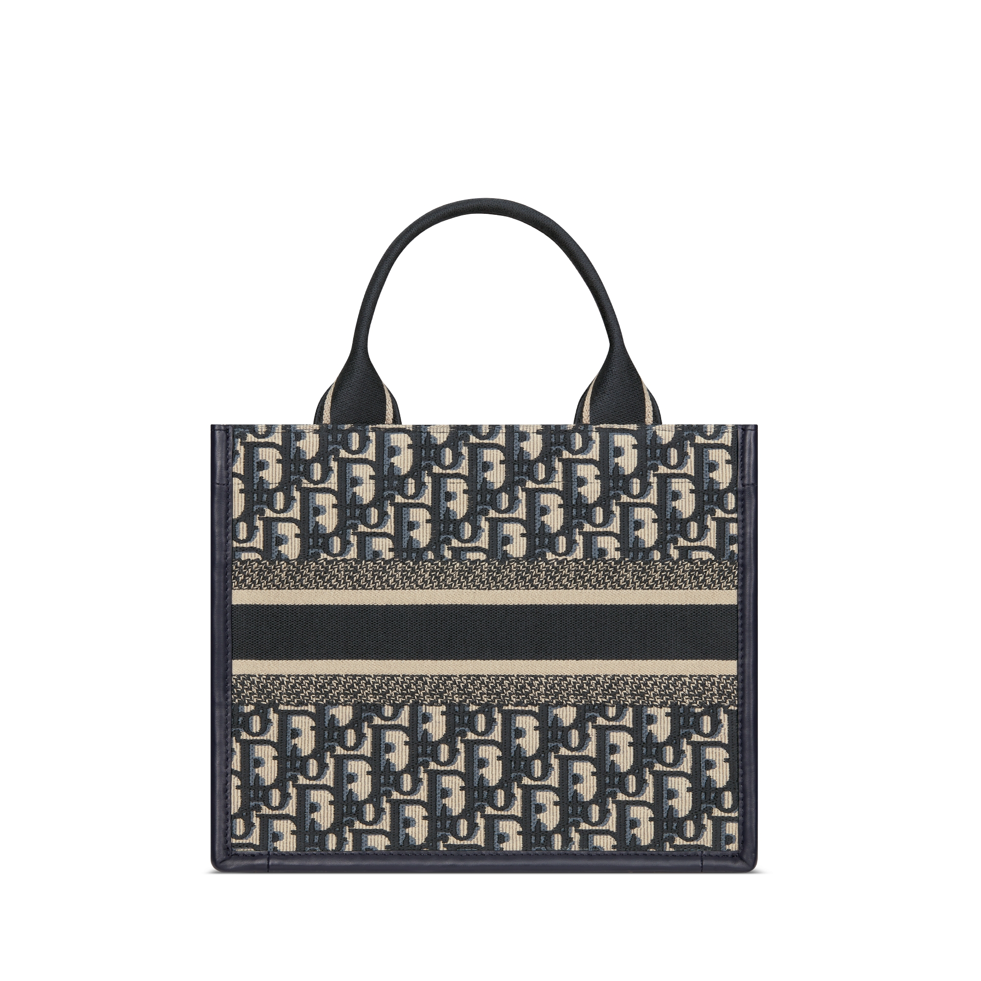 小号 Book Tote 手袋 蓝色 Oblique 印花面料和牛皮革（26.5 x 22 x 14 厘米） E08