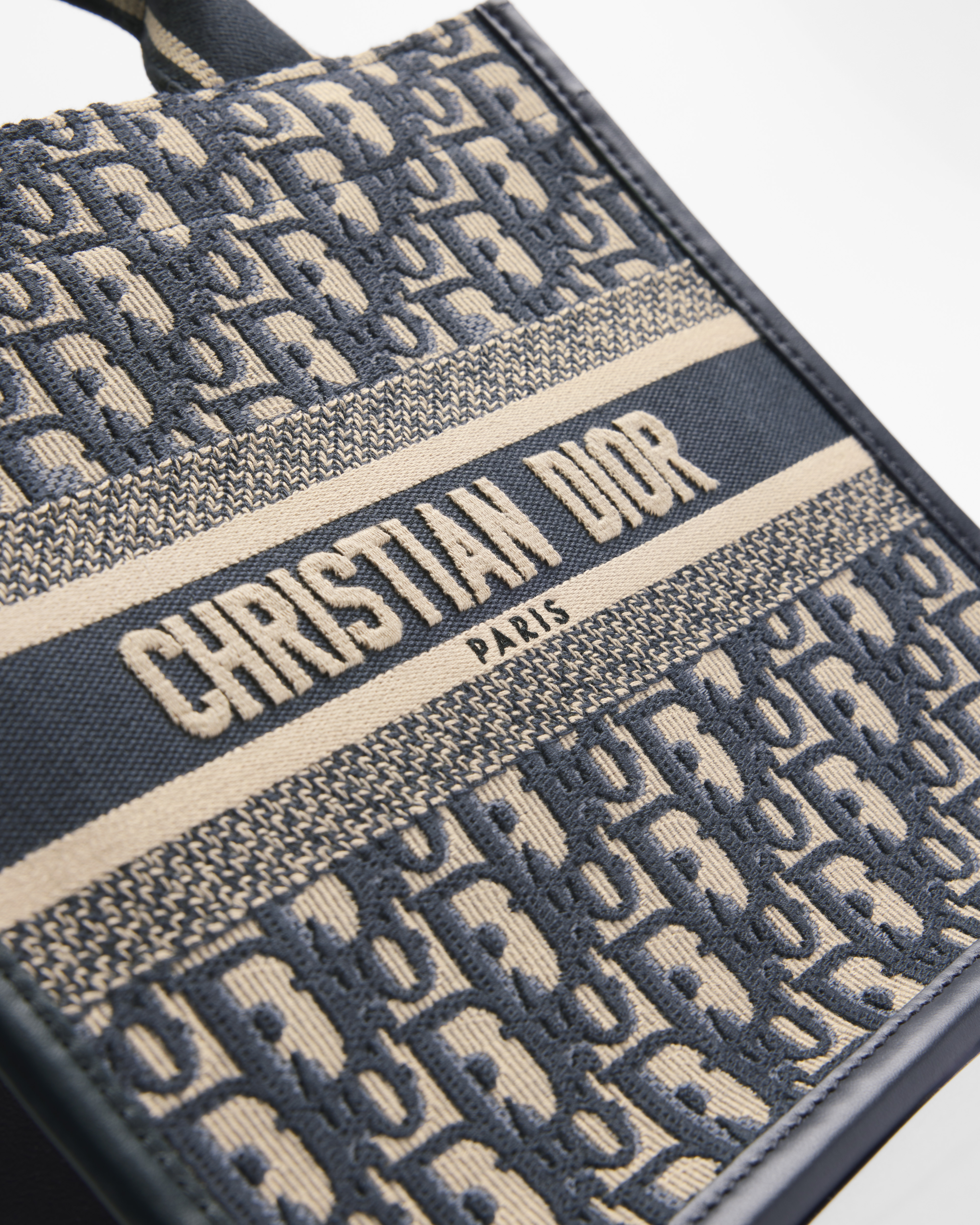 小号 Book Tote 手袋 蓝色 Oblique 印花面料和牛皮革（26.5 x 22 x 14 厘米） E09