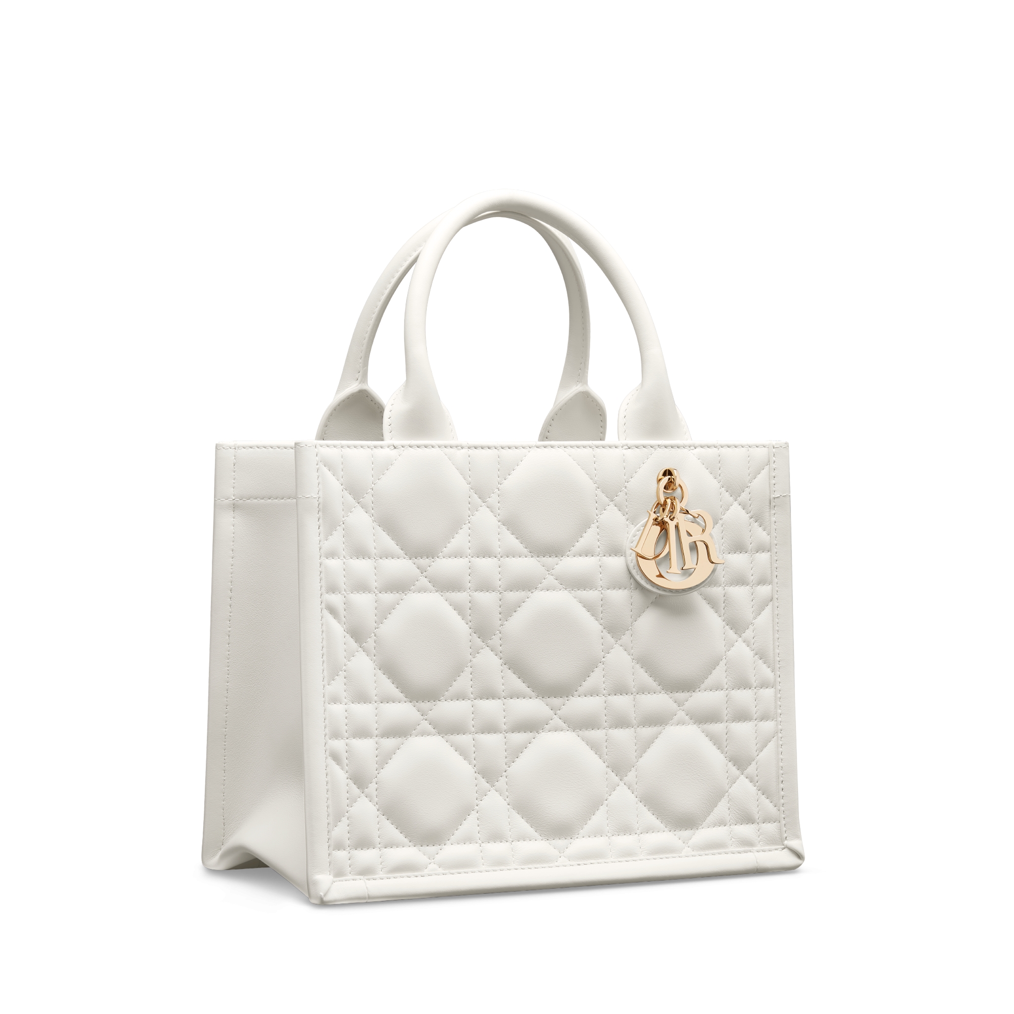 小号 Book Tote 手袋 奶白色牛皮革超大藤格纹（26.5 x 22 x 14 厘米） E03