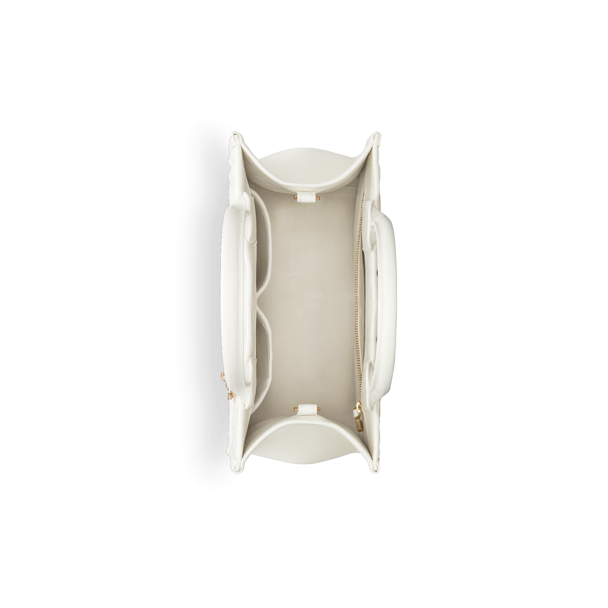 小号 Book Tote 手袋 奶白色牛皮革超大藤格纹（26.5 x 22 x 14 厘米） E06