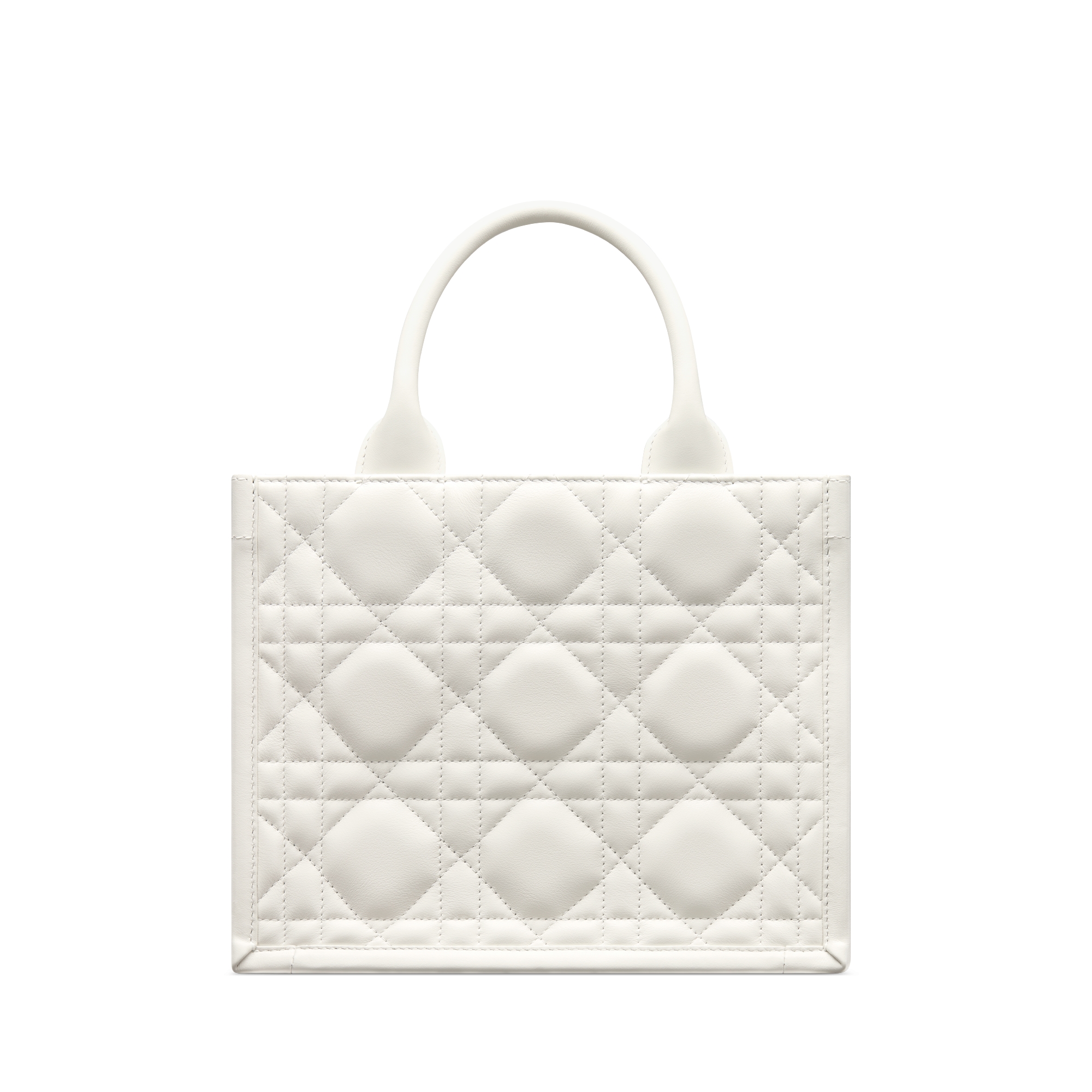 小号 Book Tote 手袋 奶白色牛皮革超大藤格纹（26.5 x 22 x 14 厘米） E08