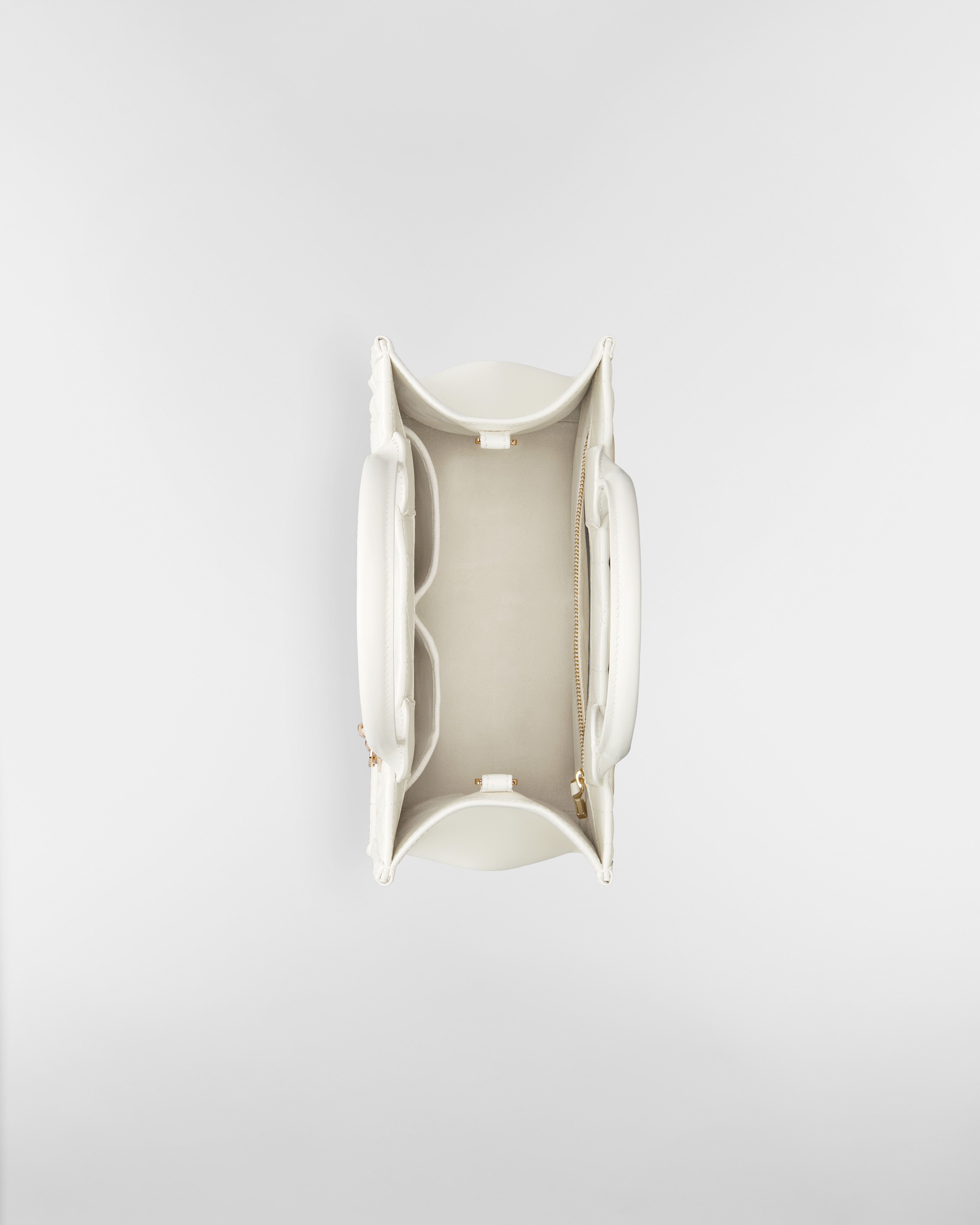 小号 Book Tote 手袋 奶白色牛皮革超大藤格纹（26.5 x 22 x 14 厘米） E06