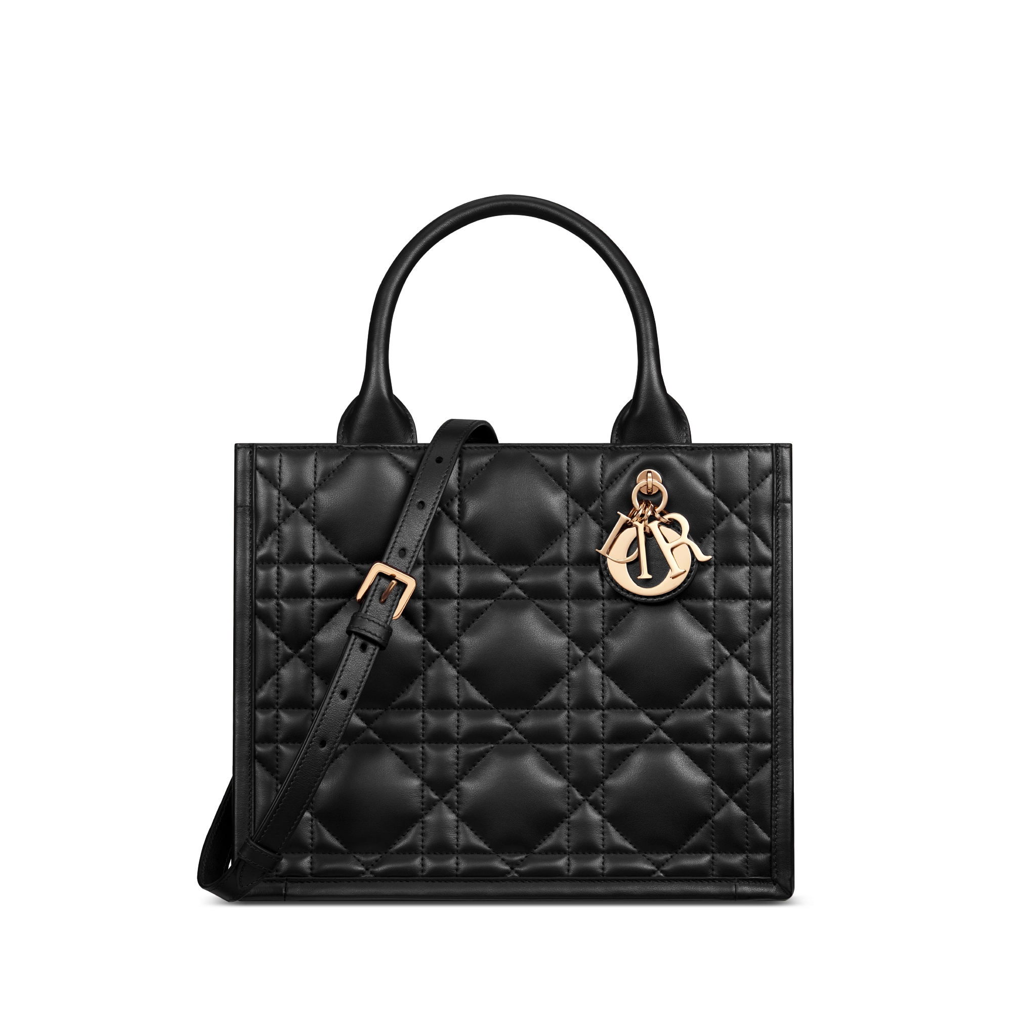 小号 Book Tote 手袋 黑色牛皮革超大藤格纹（26.5 x 22 x 14 厘米） E01