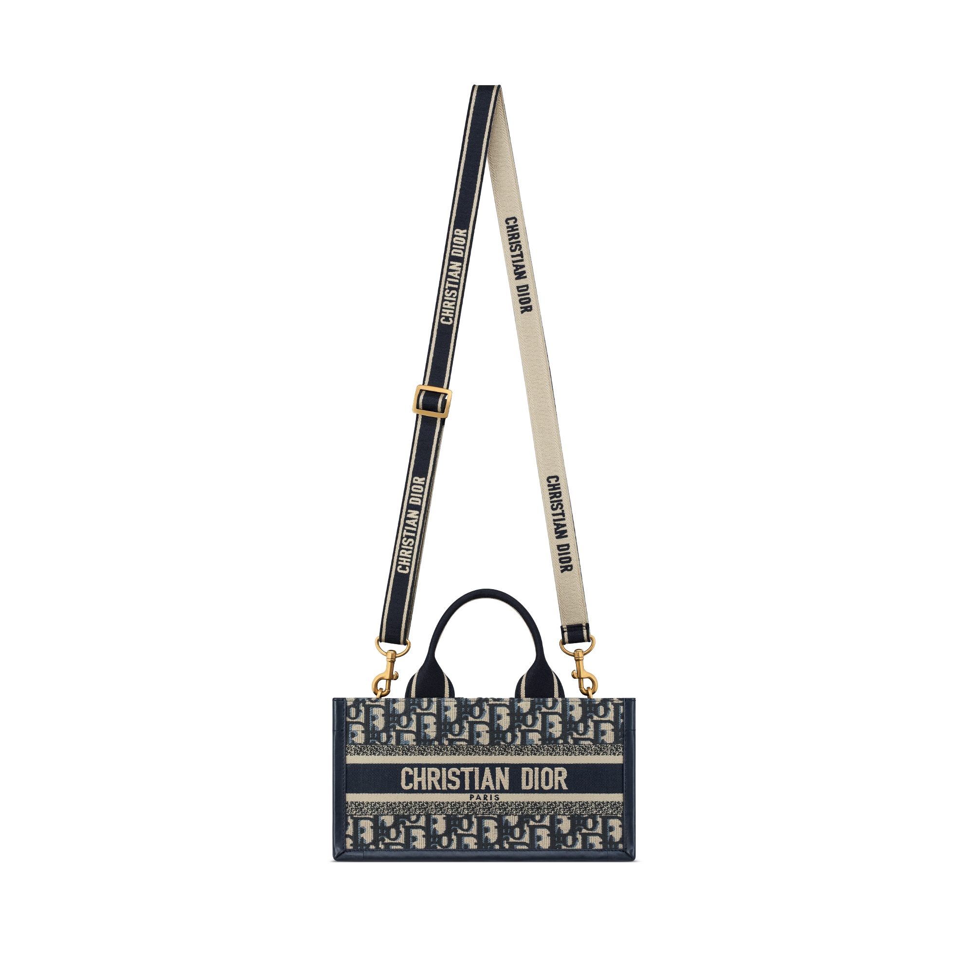 East-West Book Tote 手袋（附肩带） 蓝色 Oblique 印花面料和牛皮革（27 x 14 x 10 厘米） E07