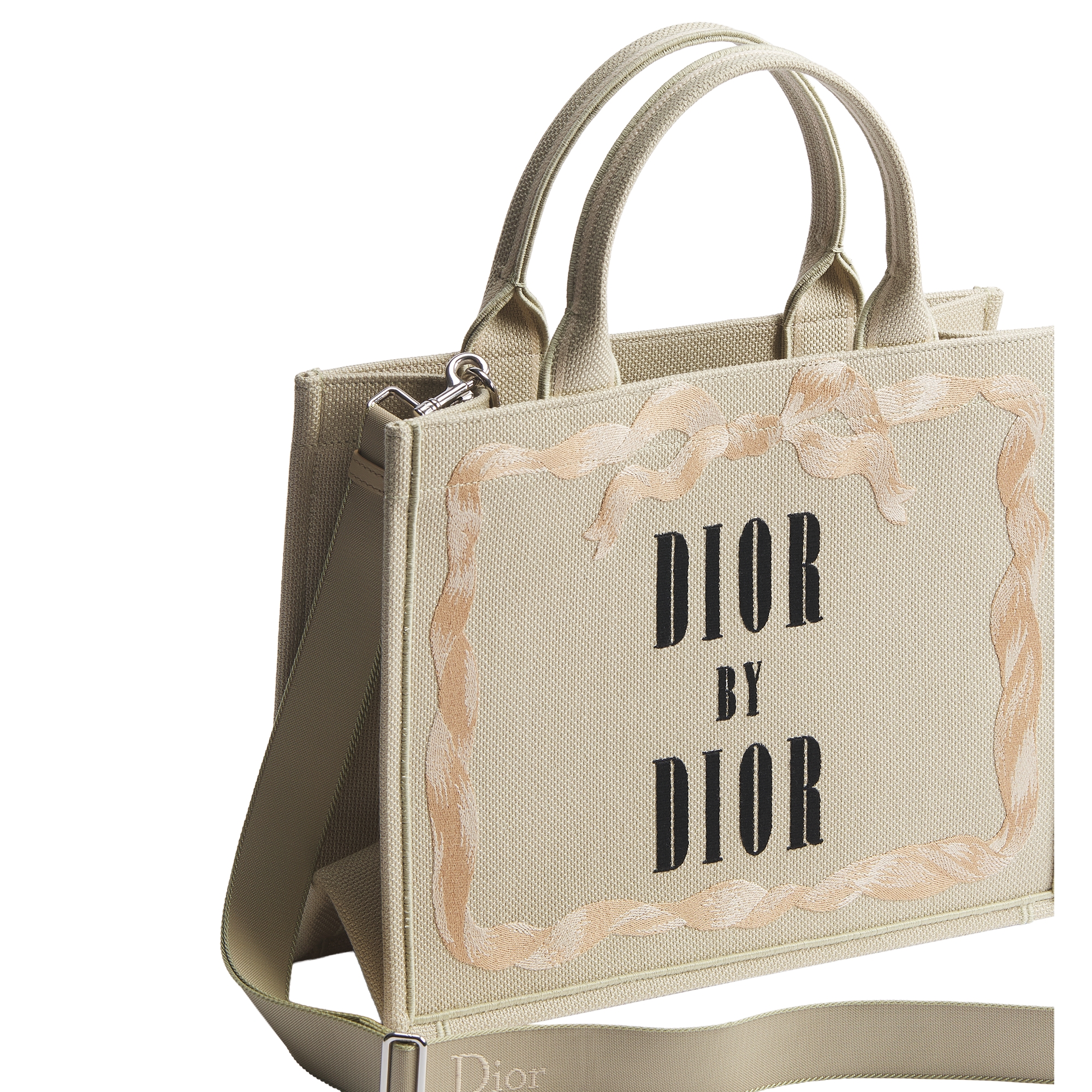 中号 Book Tote 手袋（附肩带） 米色、粉色和黑色 Book Cover 刺绣（36.5 x 26.5 x 16.5 厘米） E03