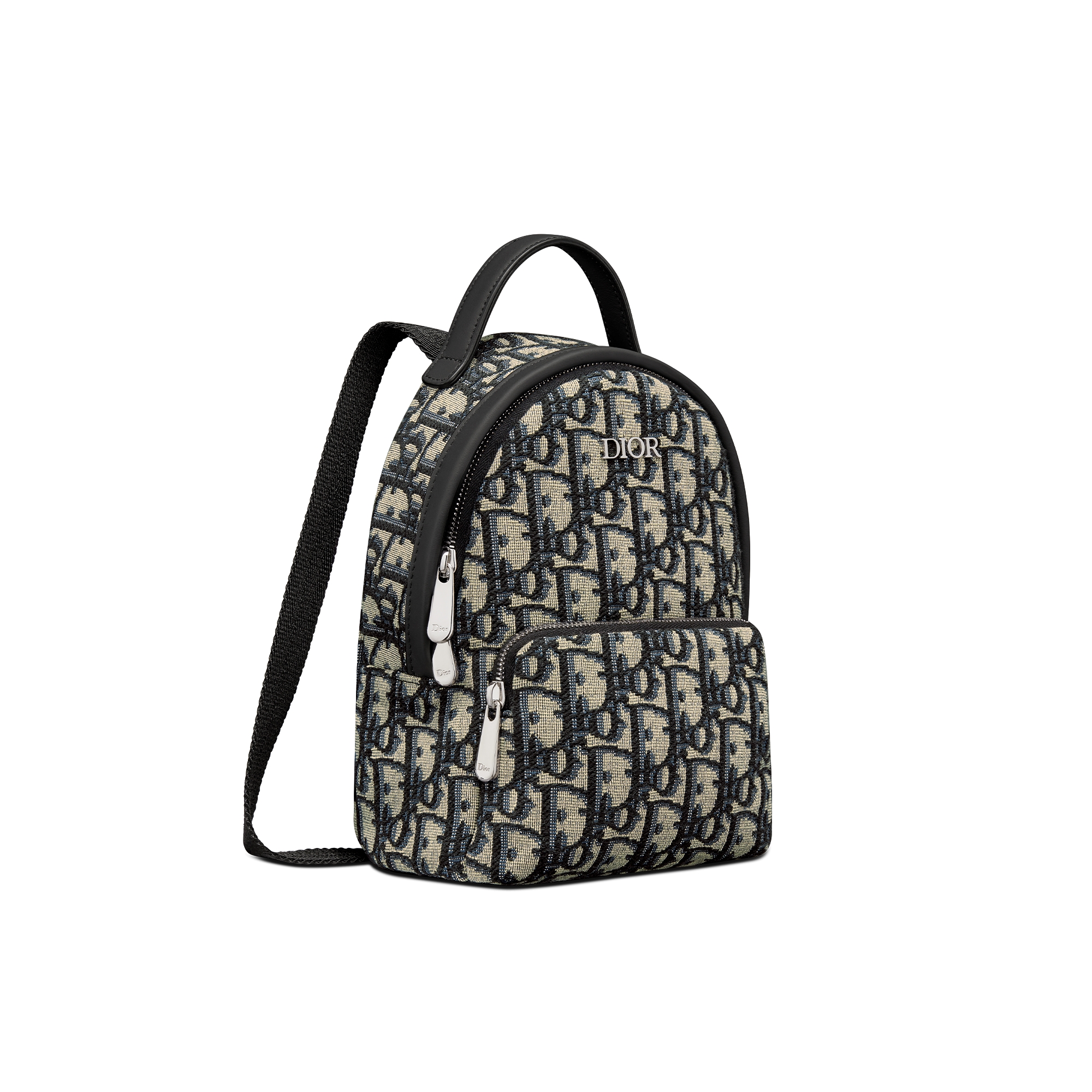 儿童迷你 Rider 双肩背包 米色和黑色 Oblique 印花面料 E03