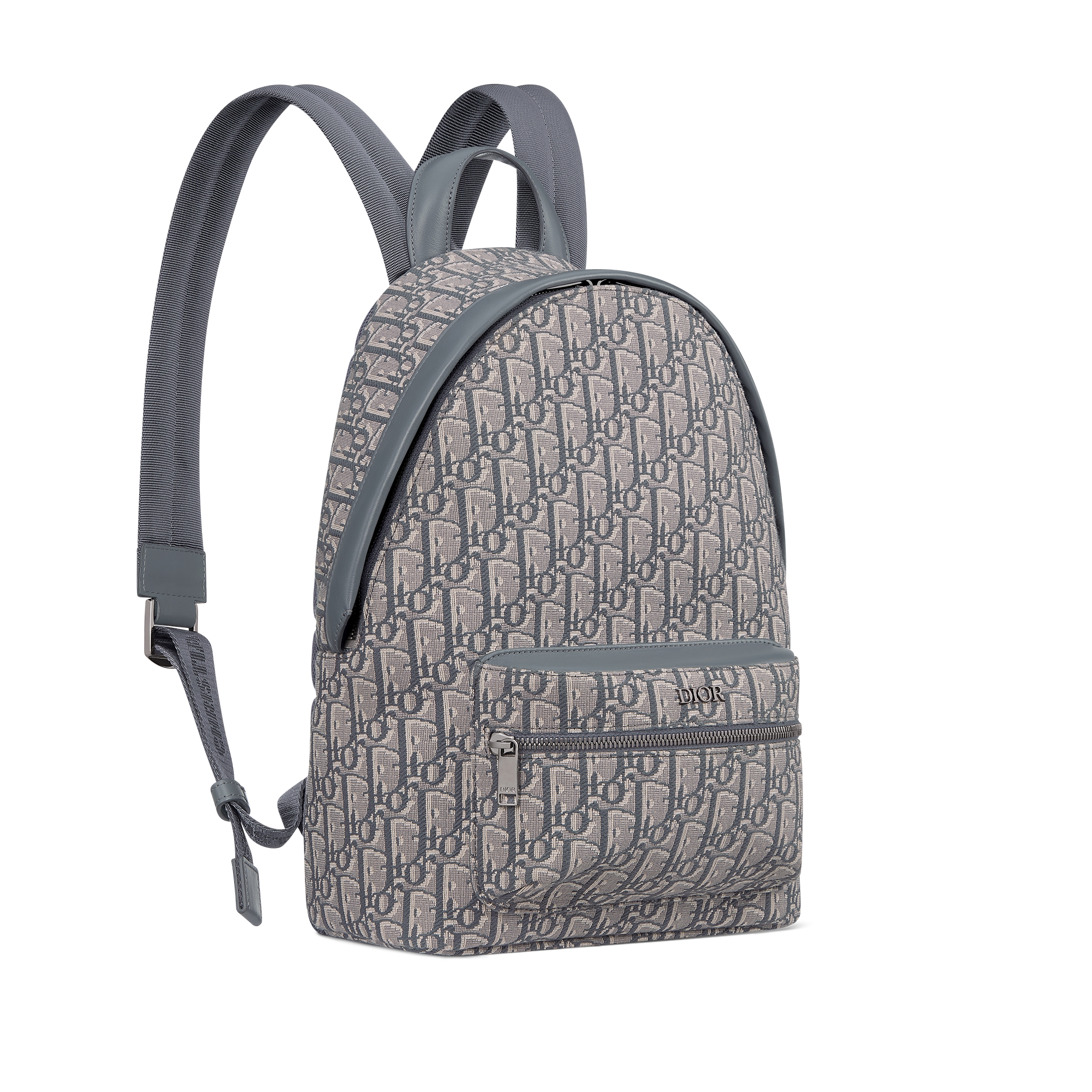 儿童 Rider 双肩背包 深灰色 Oblique 印花面料和牛皮革 E03