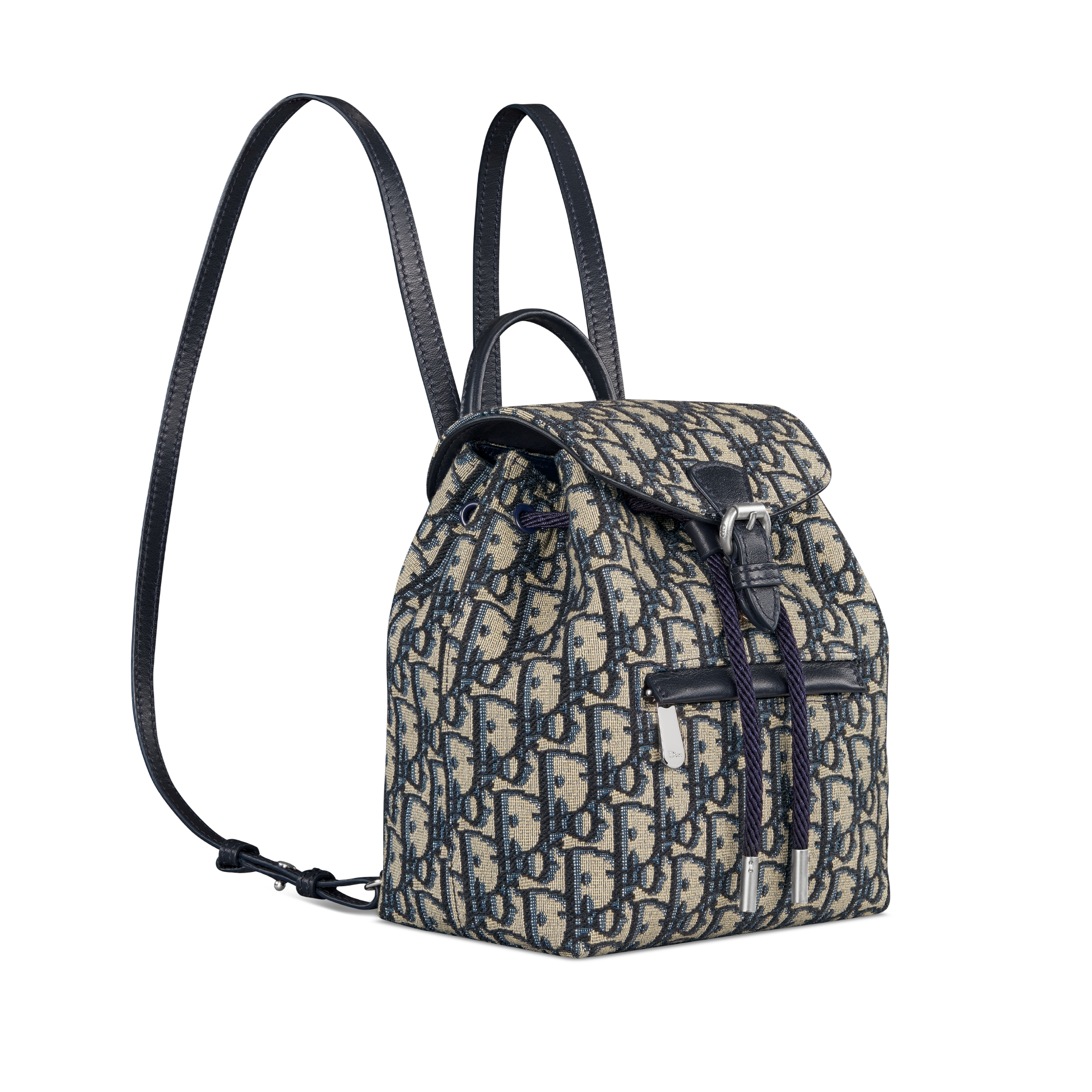 儿童双肩背包 米色和蓝色 Oblique 印花面料 E03