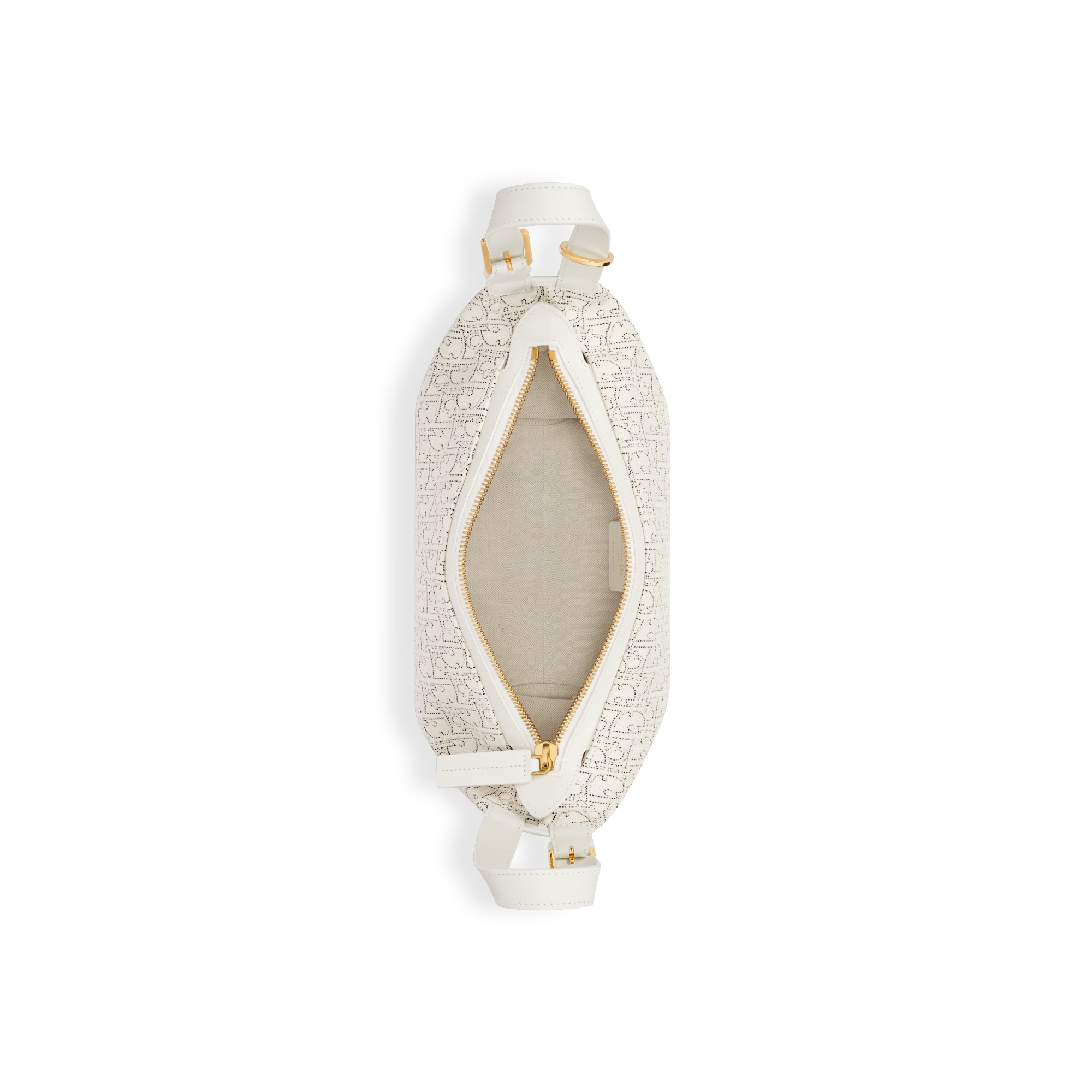 小号 D-Journey 手袋 白色 Oblique 印花面料搭配对比鲜明的黑色缉面线 E06