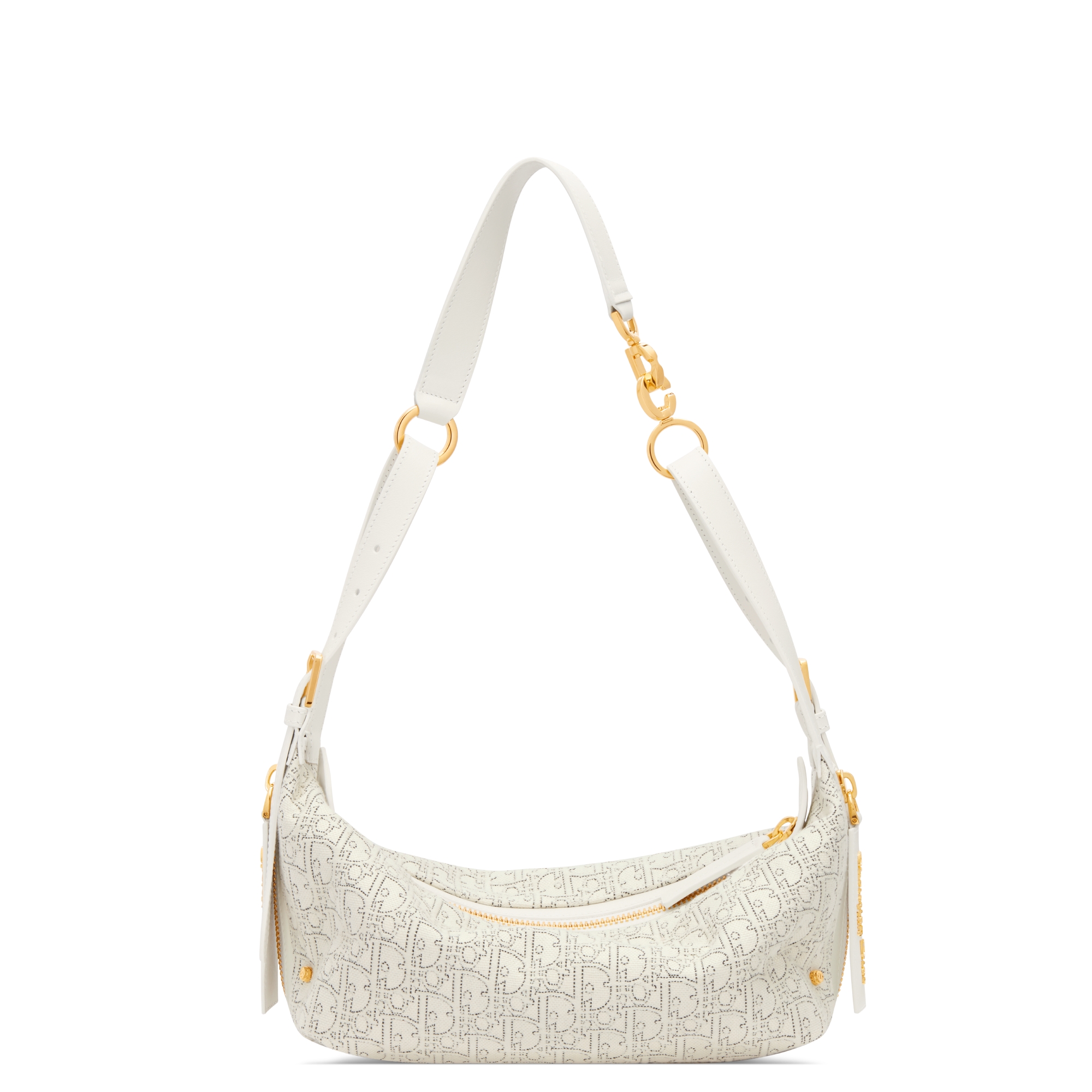 小号 D-Journey 手袋 白色 Oblique 印花面料搭配对比鲜明的黑色缉面线 E08