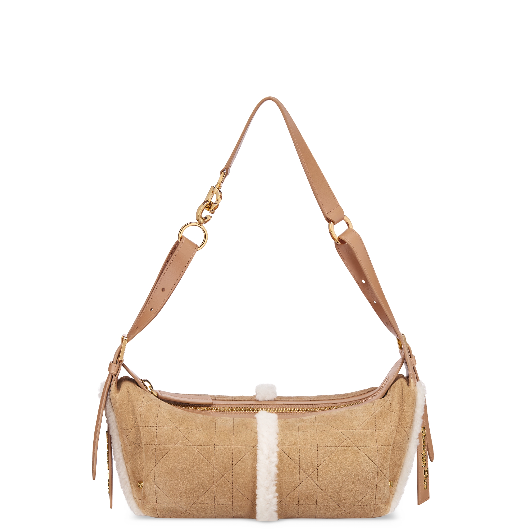 小号 DiorAlps D-Journey 手袋 米色绒面羊皮革和米白色美利奴绵羊毛超大藤格纹 E01