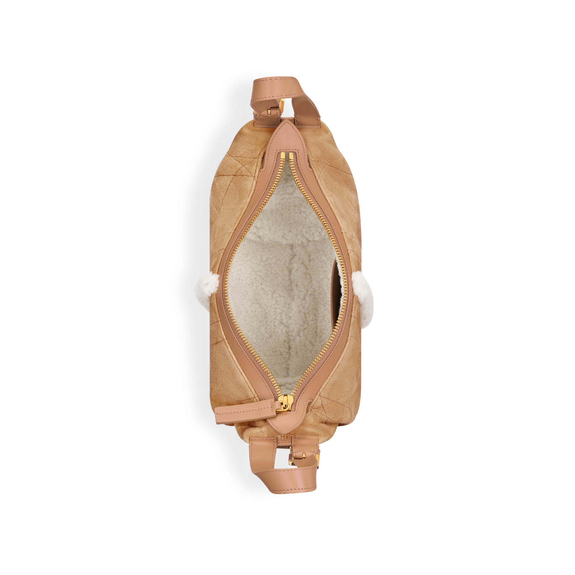 小号 DiorAlps D-Journey 手袋 米色绒面羊皮革和米白色美利奴绵羊毛超大藤格纹 E06