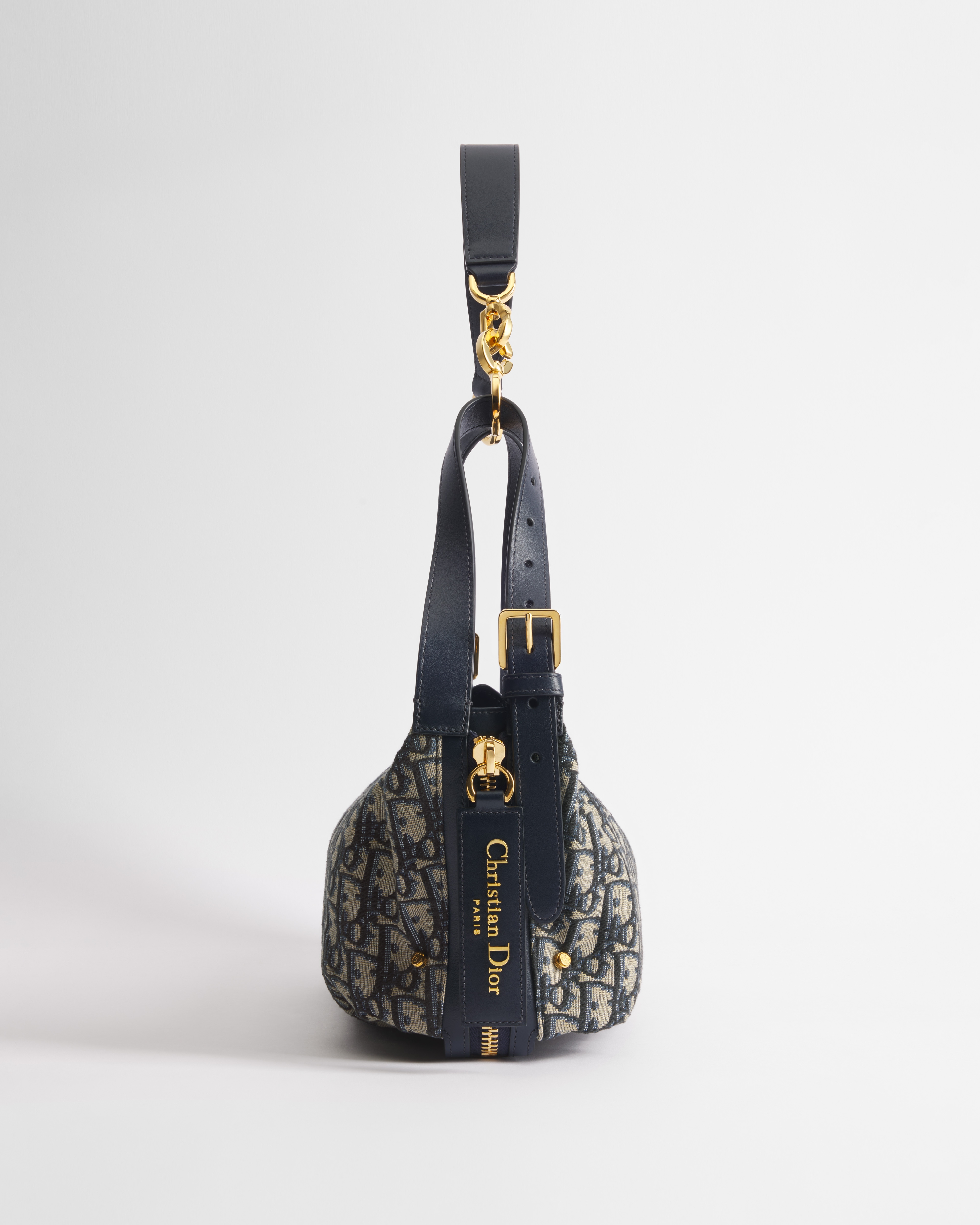 小号 D-Journey 手袋 蓝色 Oblique 印花面料 E02