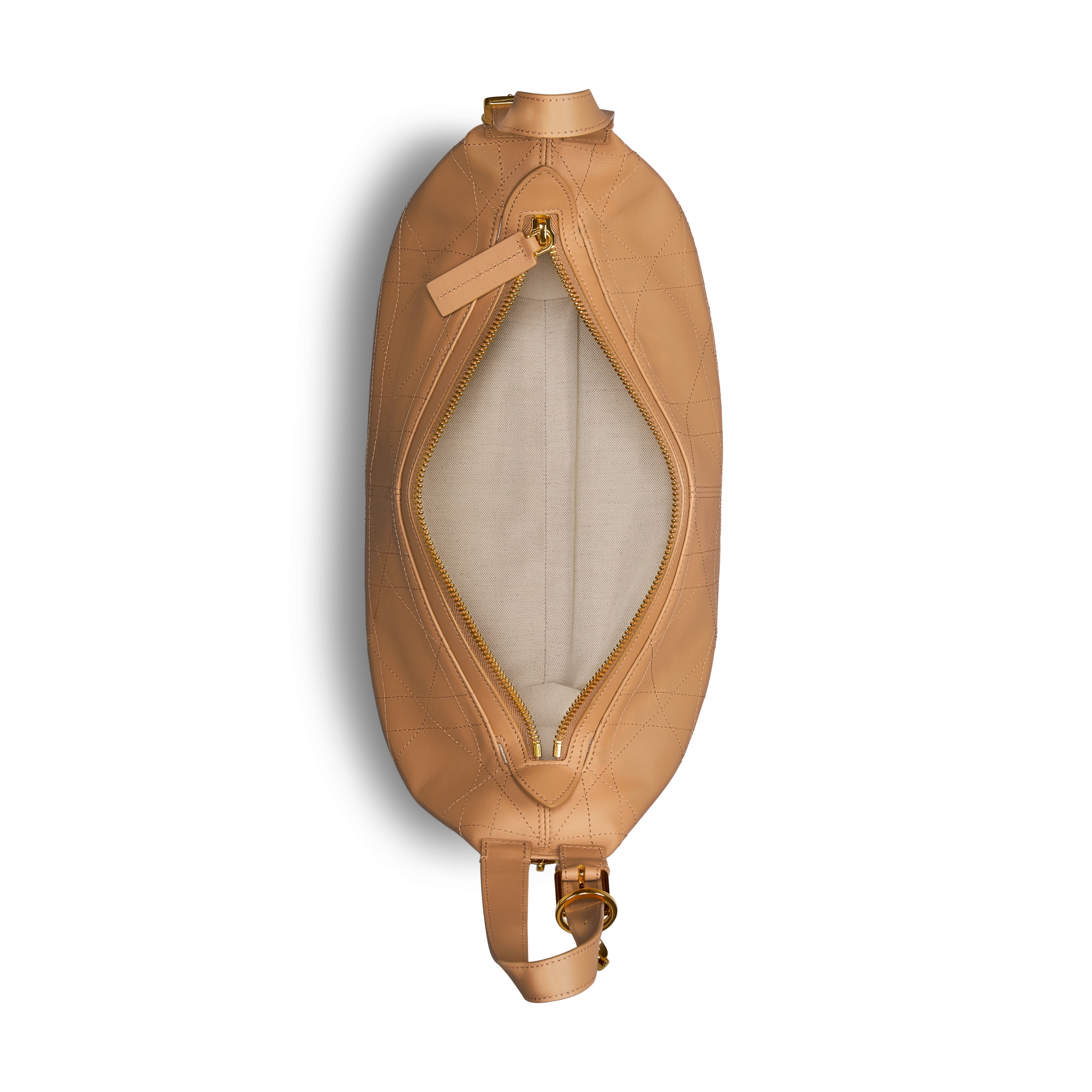 中号 D-Journey 手袋 浅金色调复古光滑牛皮革扁平超大藤格纹 E06