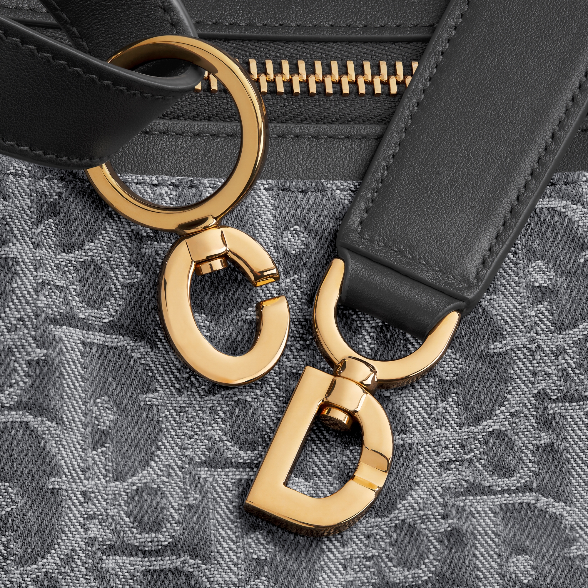 中号 D-Journey 手袋 灰色 Denim Dior Oblique 提花面料 E09