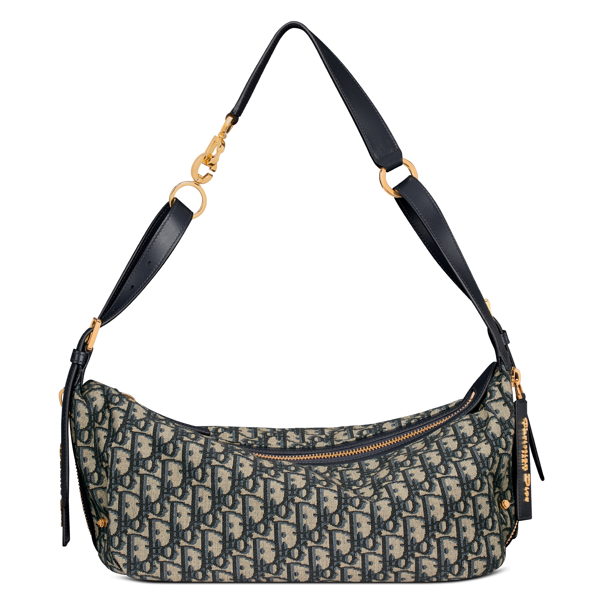 中号 D-Journey 手袋 蓝色 Oblique 印花面料 E01