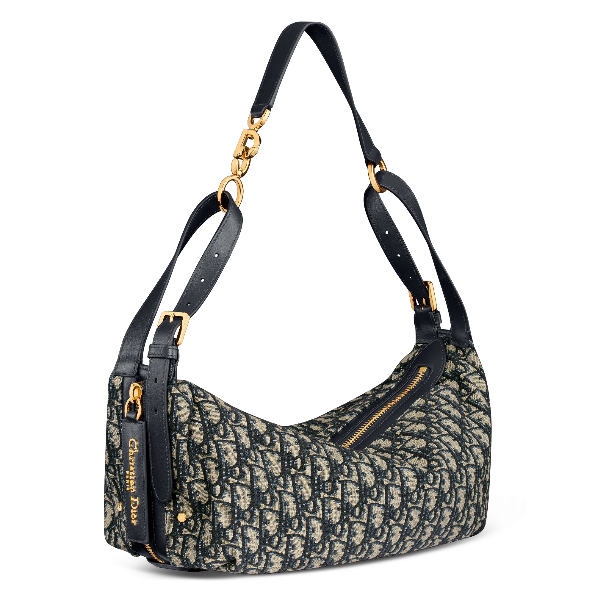 中号 D-Journey 手袋 蓝色 Oblique 印花面料 E03