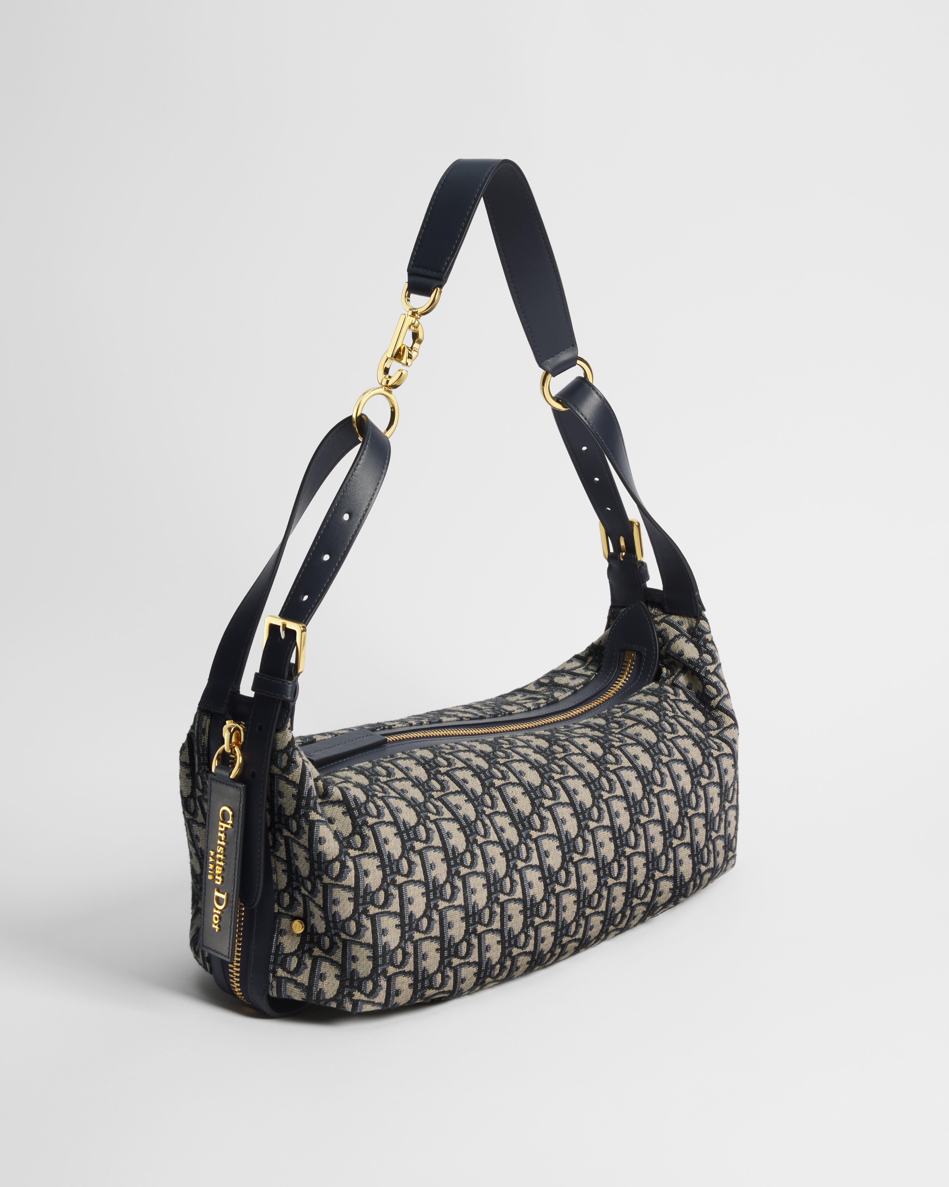 中号 D-Journey 手袋 蓝色 Oblique 印花面料 E03