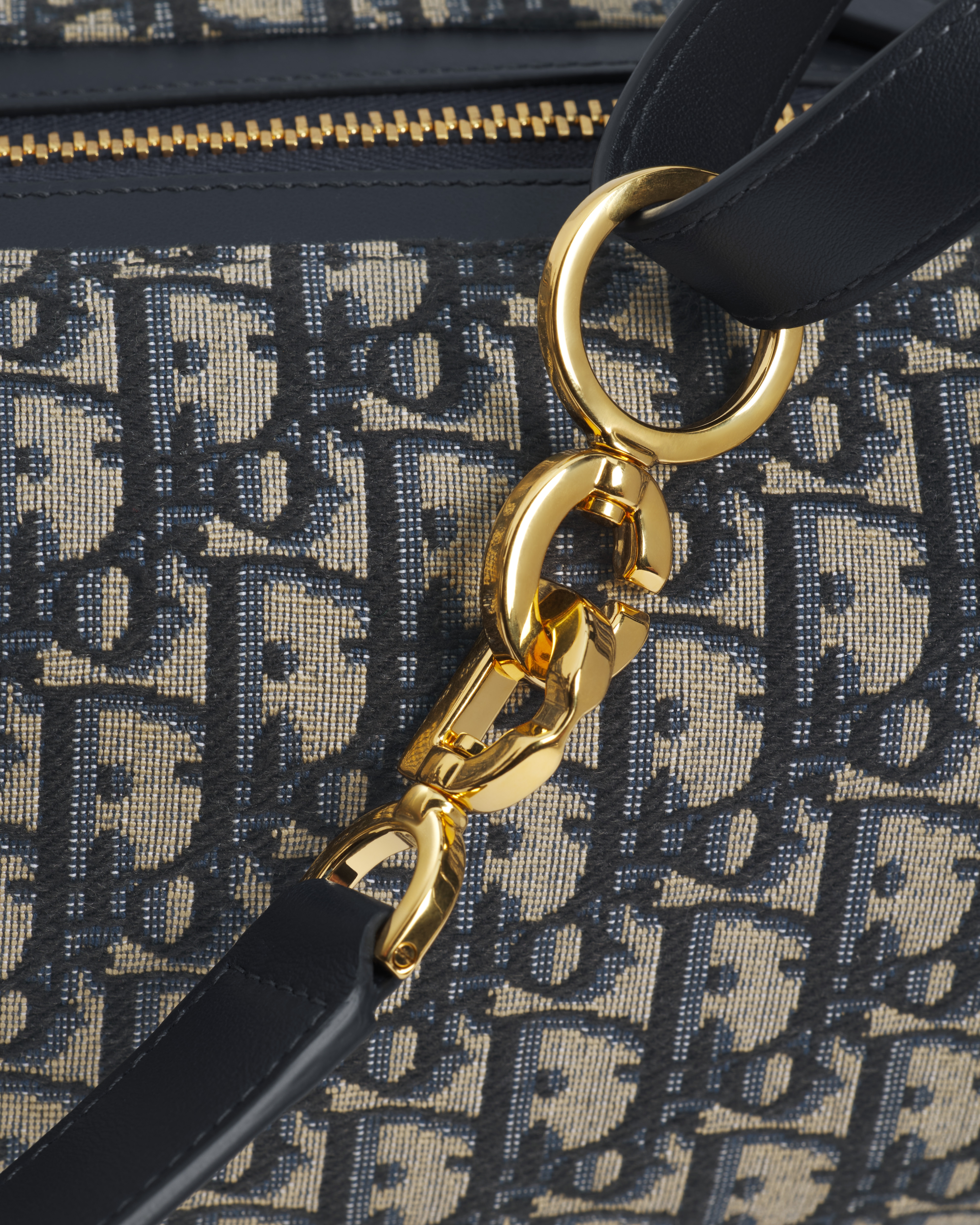 中号 D-Journey 手袋 蓝色 Oblique 印花面料 E09