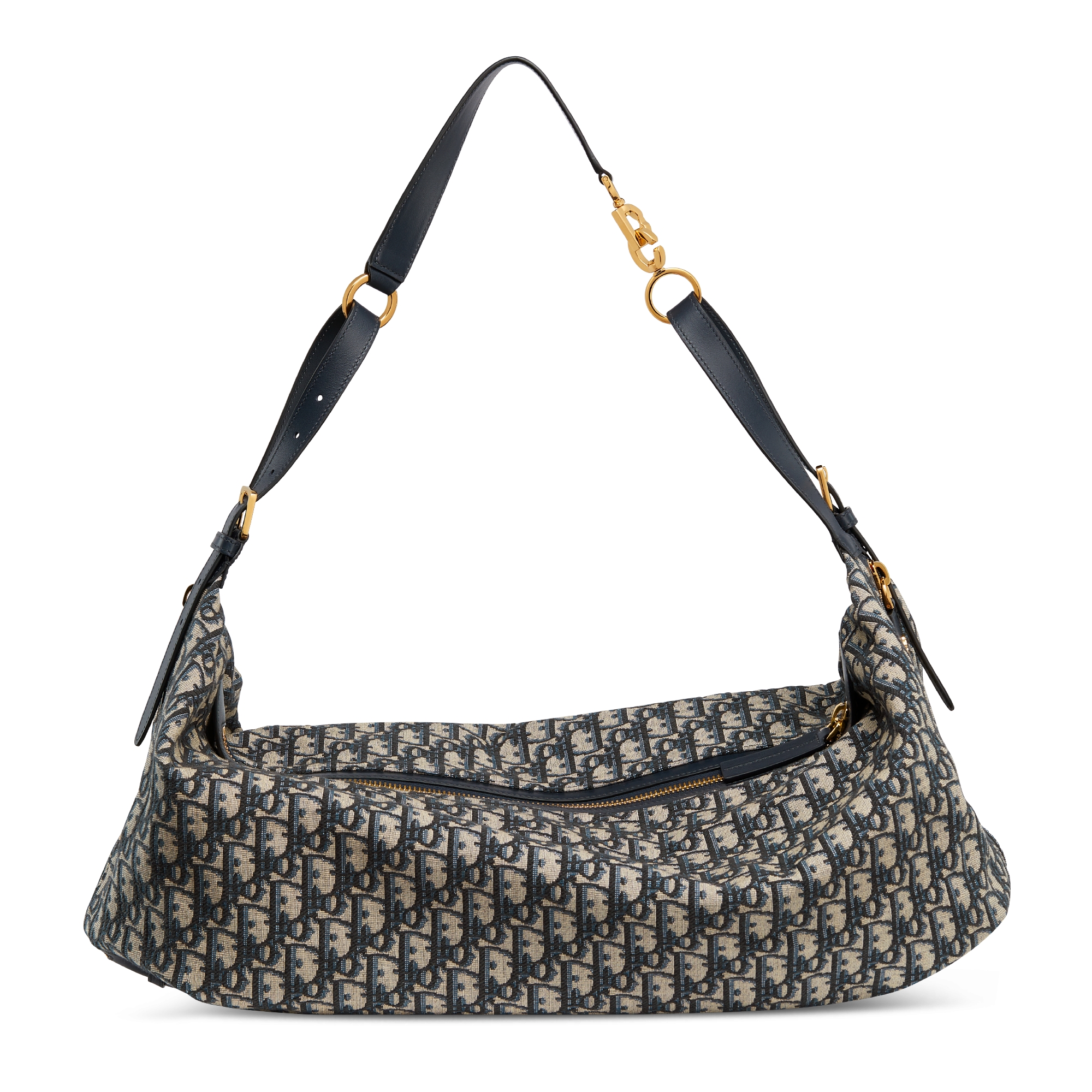 大号 D-Journey 手袋 蓝色 Oblique 印花面料 E08