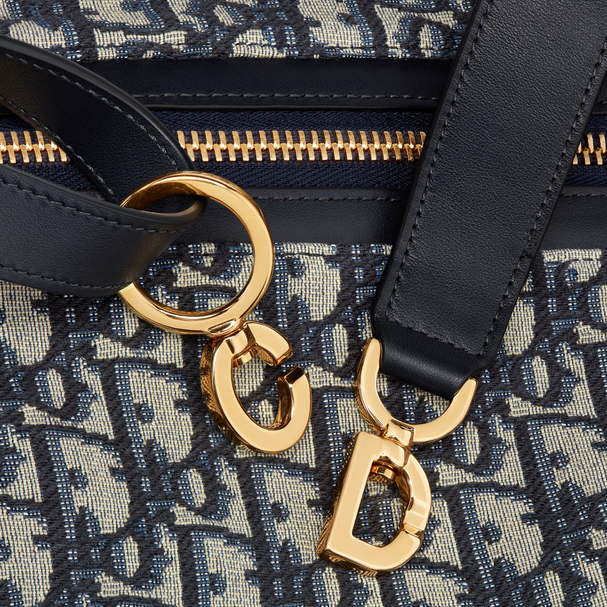 大号 D-Journey 手袋 蓝色 Oblique 印花面料 E09