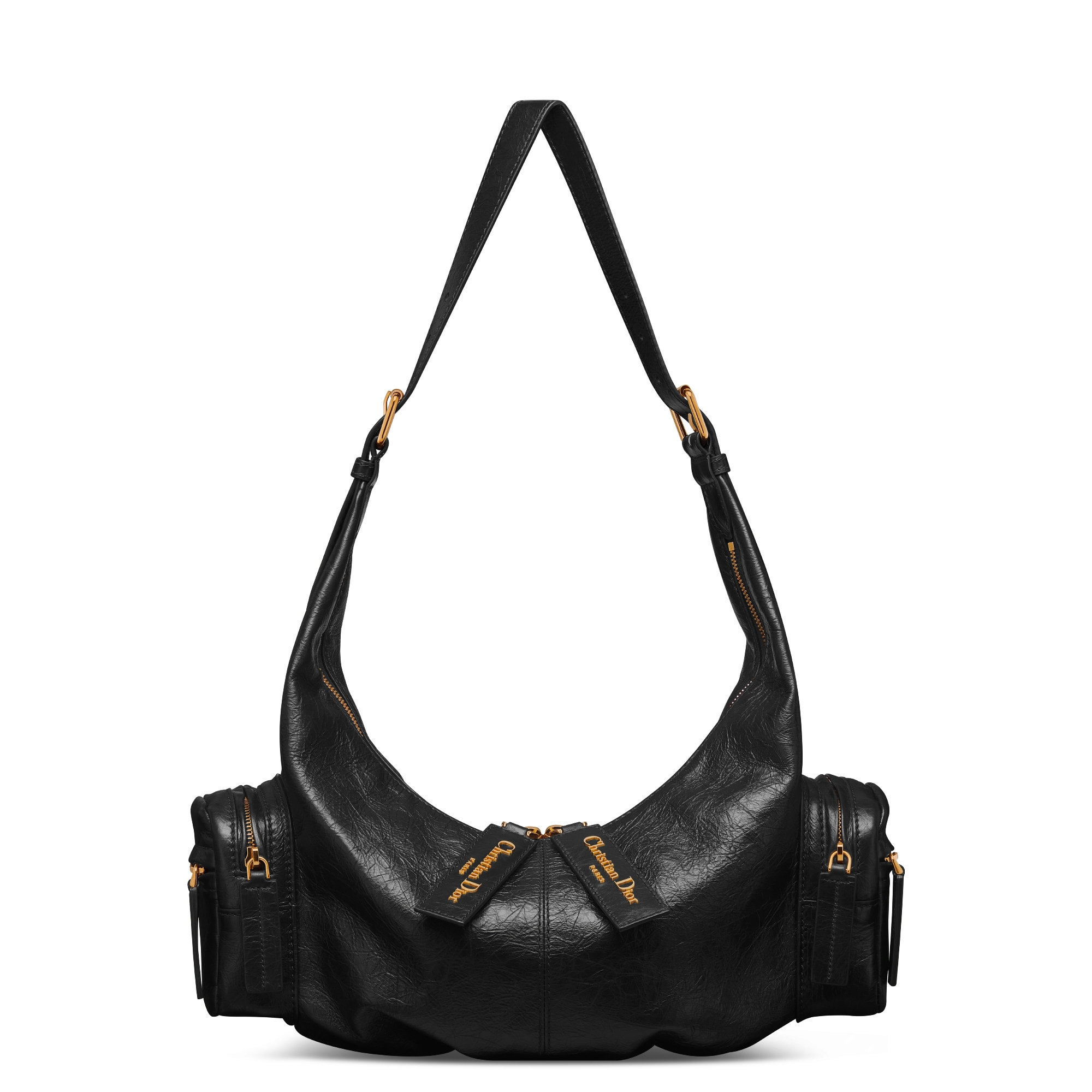 中号 Grand Tour Multipocket 手袋 黑色褶皱牛皮革 E01