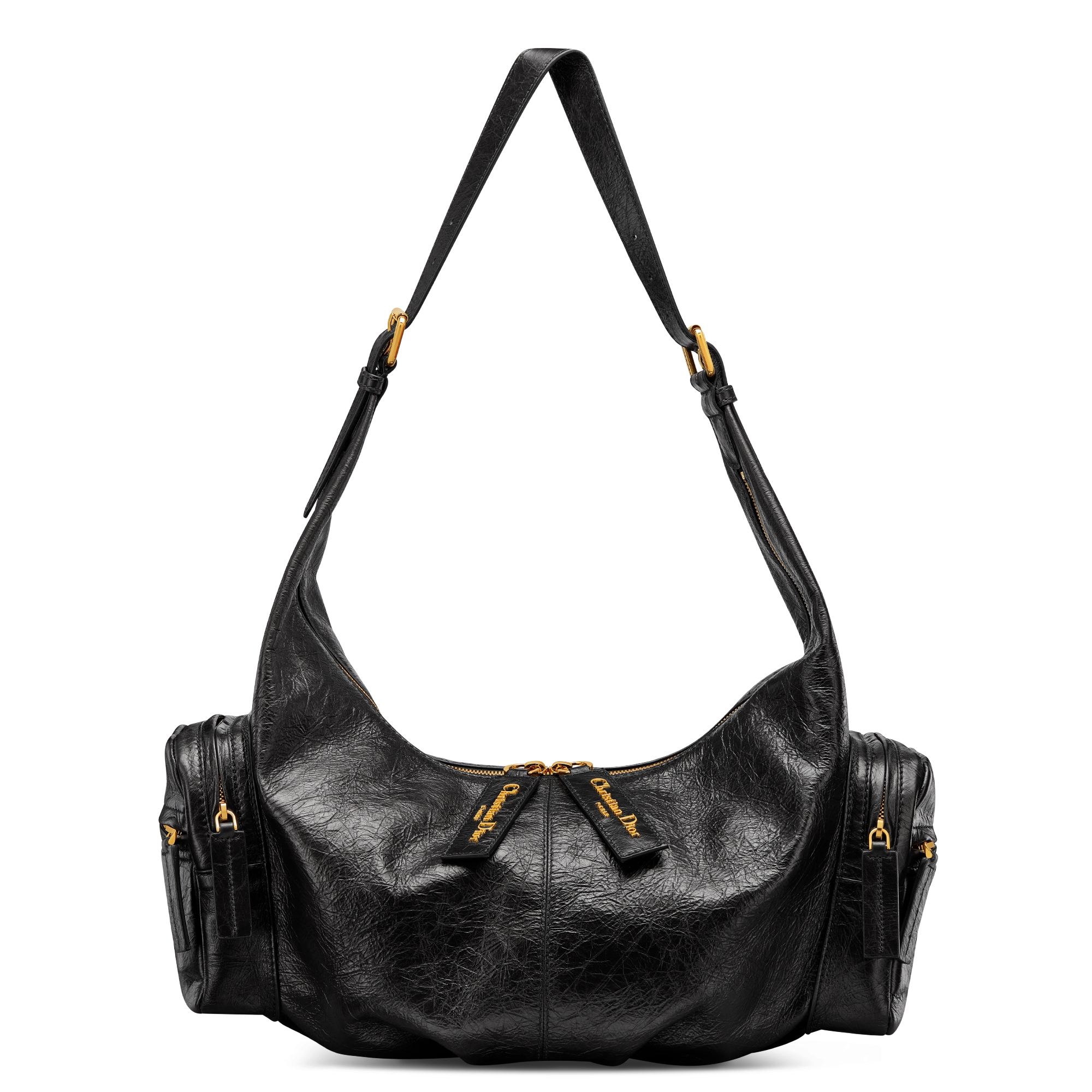 大号 Grand Tour Multipocket 手袋 黑色褶皱牛皮革 E01