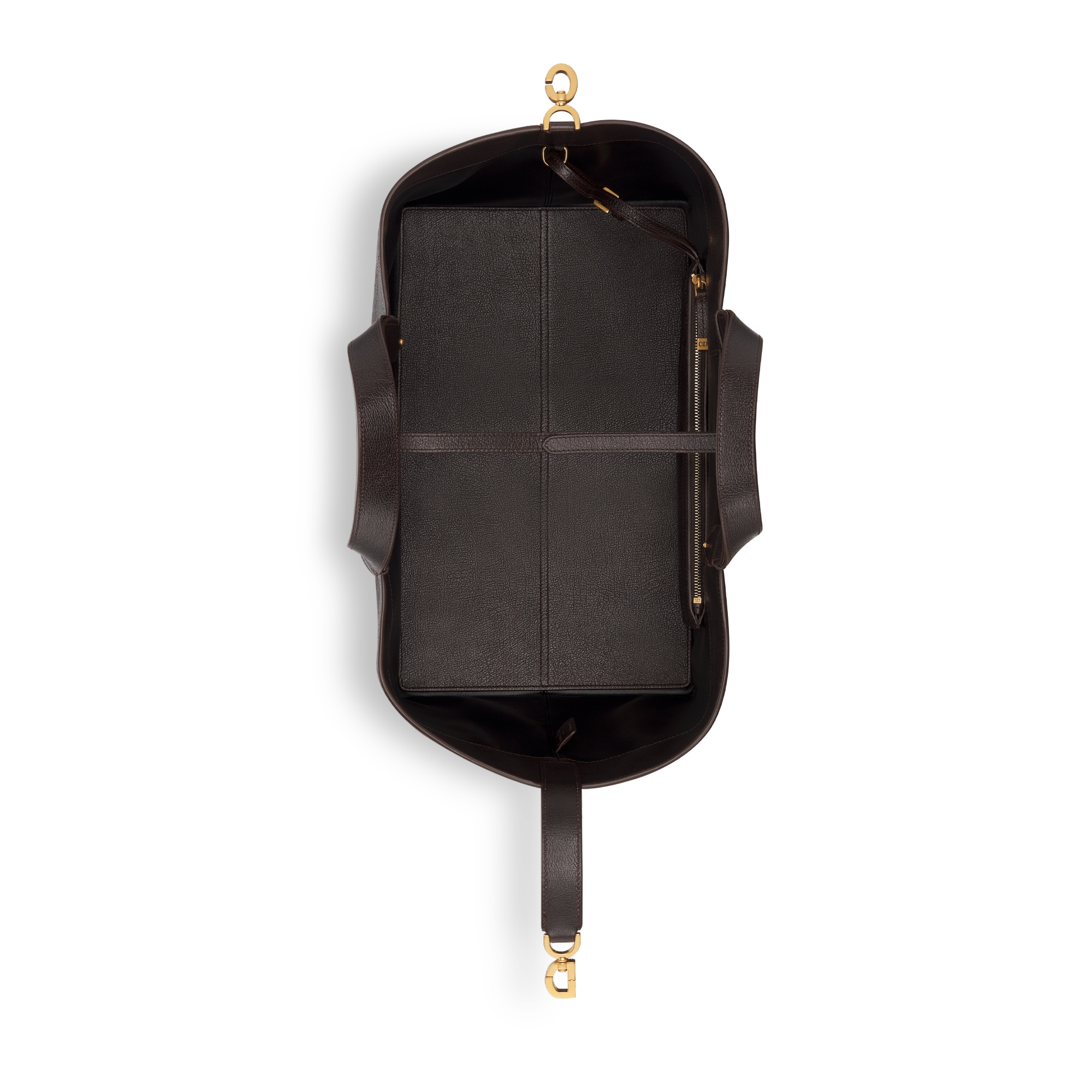 大号 Dior Toujours 手袋 巧克力棕光泽粒面牛皮革扁平超大藤格纹 E06